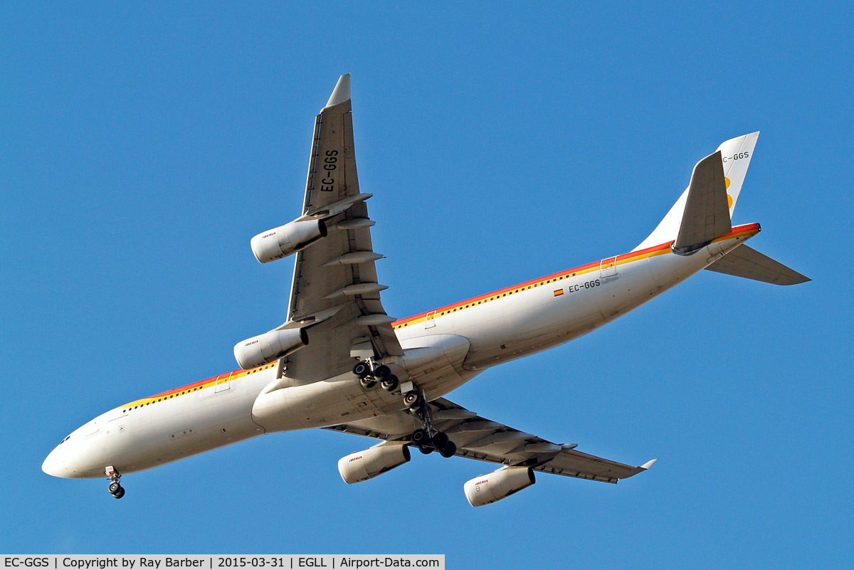 EC-GGS, 1996 Airbus A340-313 C/N 125, Airbus A340-313 [125] (Iberia) Home~G 31/03/2015. On approach 27R.