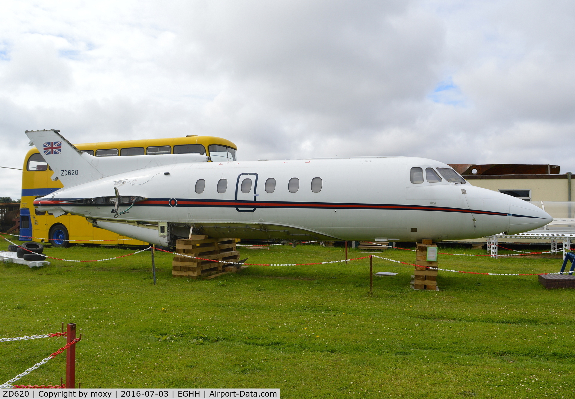 ZD620, British Aerospace BAe-125 CC.3 C/N 257181, Fuselage of BAe 125 Srs 700 at the Bournemouth Aviation Museum.