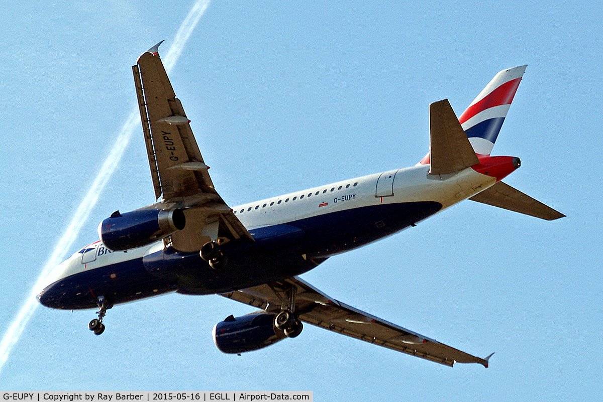 G-EUPY, 2001 Airbus A319-131 C/N 1466, Airbus A319-131 [1466] (British Airways) Home~G 16/05/2015. On approach 27R.