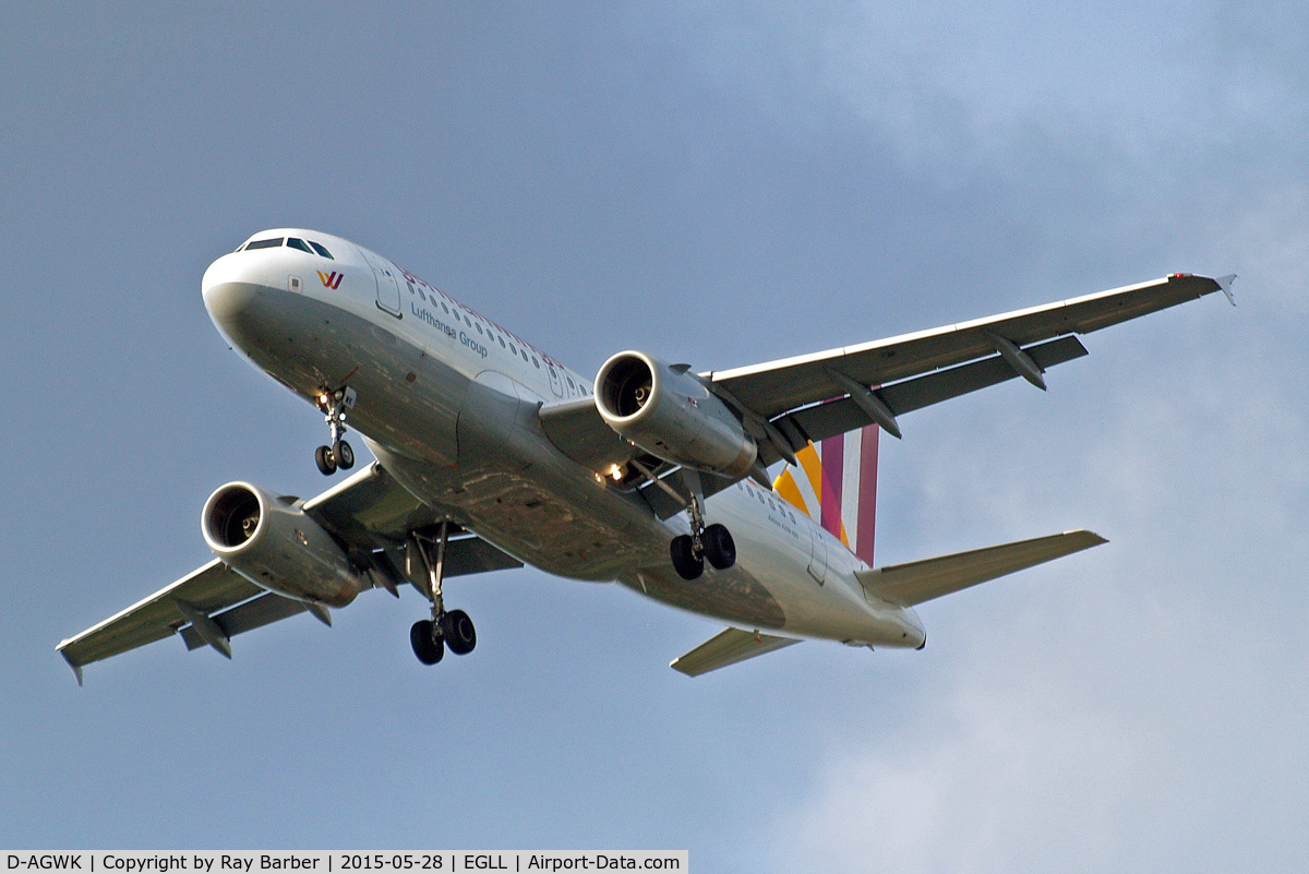 D-AGWK, 2008 Airbus A319-132 C/N 3500, Airbus A319-132 [3500] (Germanwings) Home~G 28/05/2015. On approach 27R.