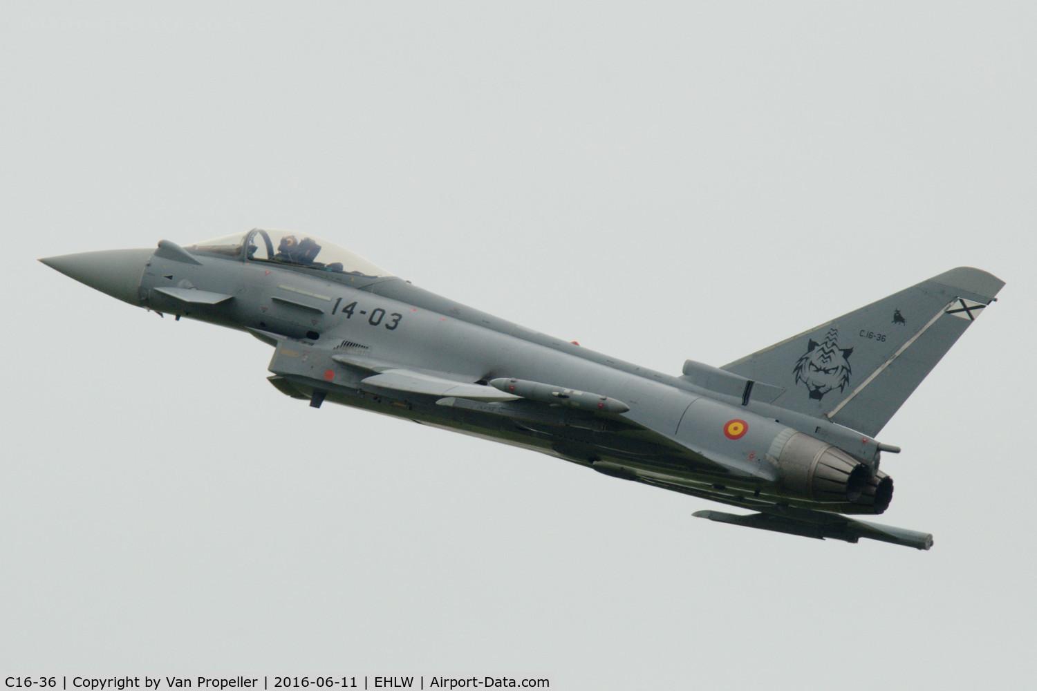 C16-36, Eurofighter EF-2000 Typhoon S C/N SS017, Eurofighter Typhoon of the Spanish Air Force at the 2016 open days at Leeuwarden Air Base, the Netherlands