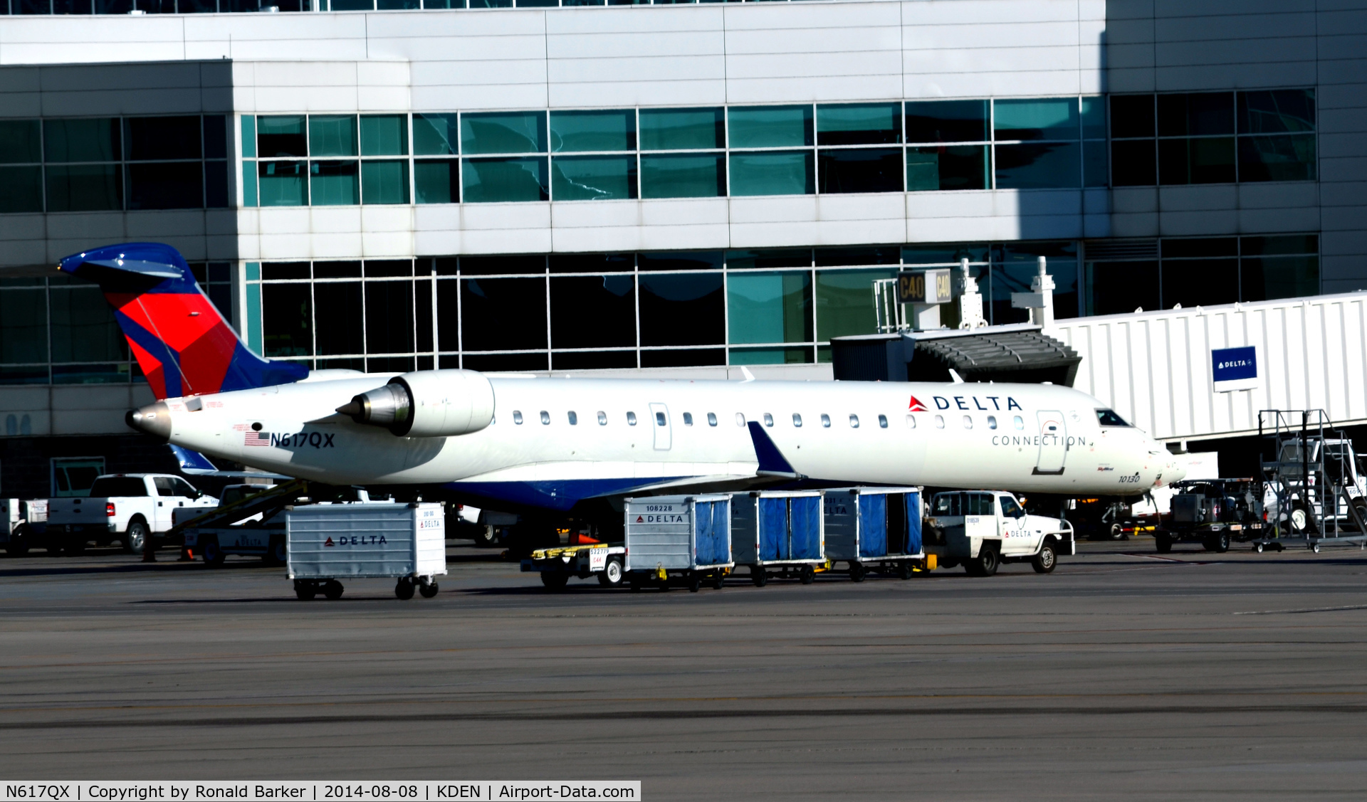 N617QX, 2003 Bombardier CRJ-701 (CL-600-2C10) Regional Jet C/N 10130, Gate C40 Denver