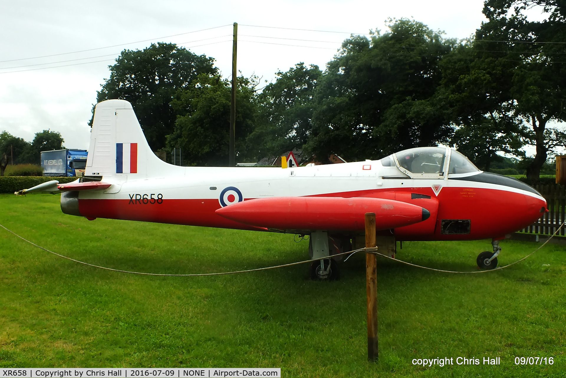 XR658, 1963 BAC Jet Provost T.4 C/N PAC/W/19450, preserved at Holly Farm Nurseries, Prees, Shropshire