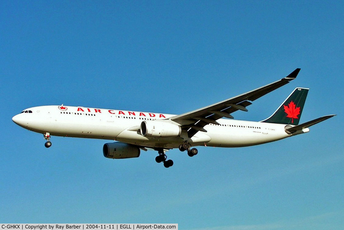C-GHKX, 2001 Airbus A330-343 C/N 0412, Airbus A330-343X [412] (Air Canada) Heathrow~G 11/11/2004. On finals 27L.
