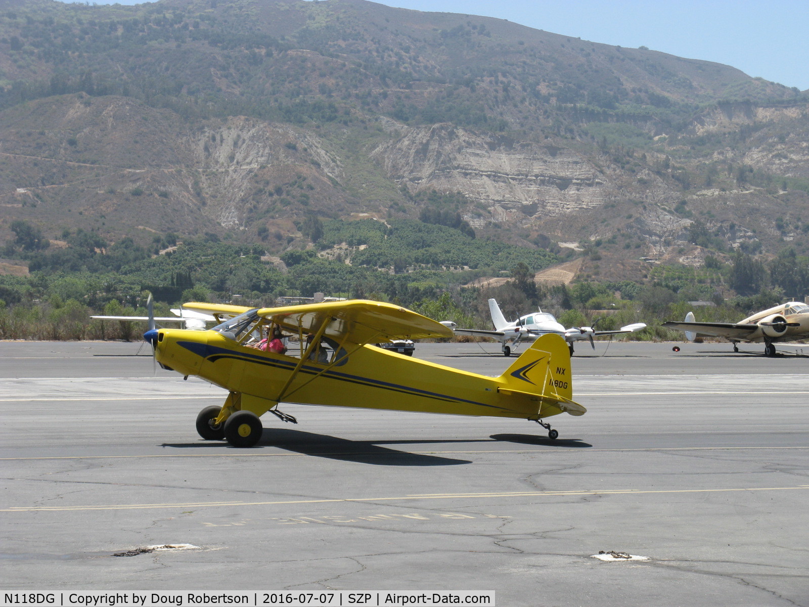 N118DG, 2008 Piper PA-18 Replica C/N 001, 2008 Ganzer XPA18, Continental O-200A 100 Hp, Experimental class, taxi to Rwy 22