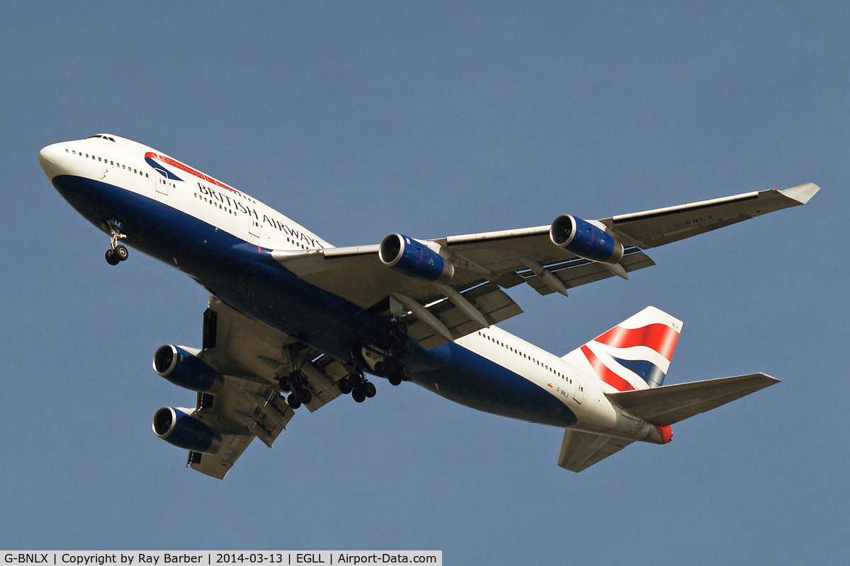 G-BNLX, 1992 Boeing 747-436 C/N 25435, Boeing 747-436 [25435] (British Airways) Home~G 13/03/2014. On approach 27R.