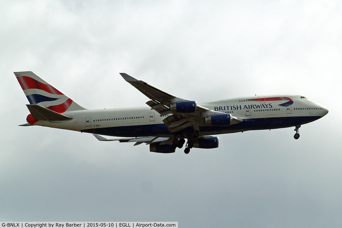 G-BNLX, 1992 Boeing 747-436 C/N 25435, Boeing 747-436 [25435] (British Airways) Home~G 10/05/2015. On approach 27L.
