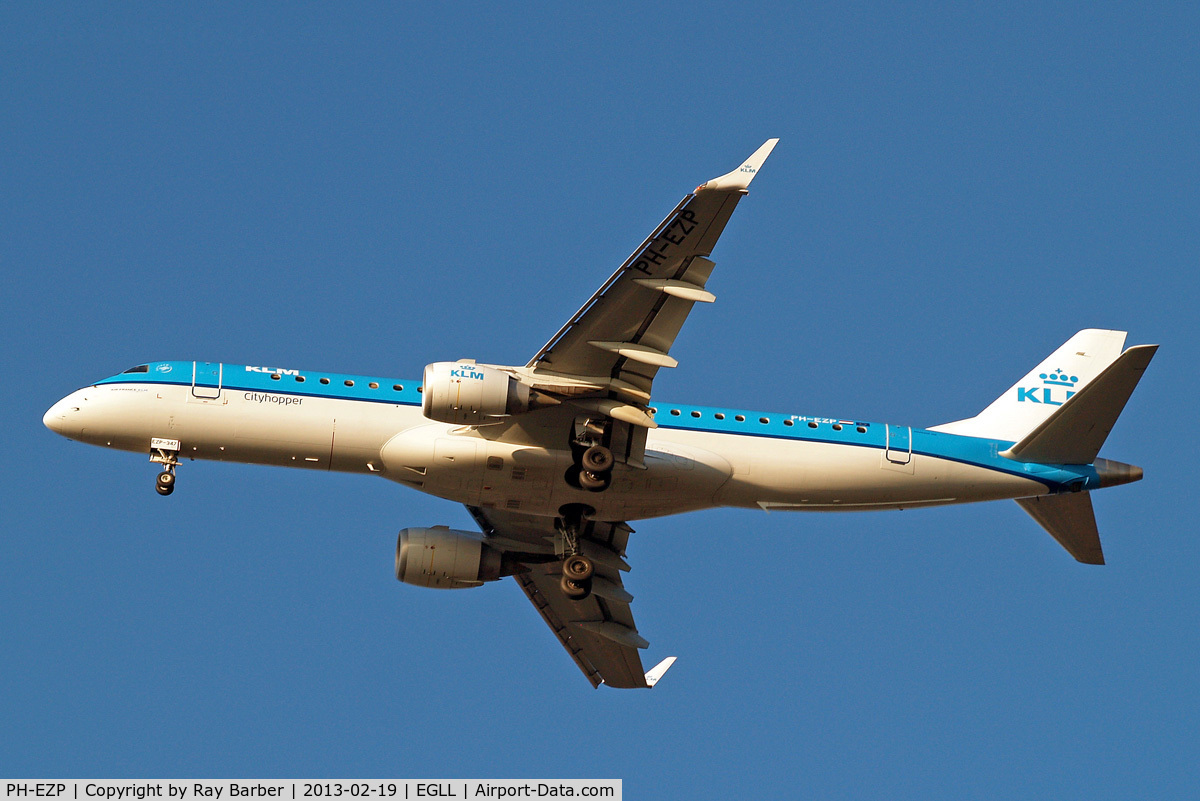 PH-EZP, 2010 Embraer 190LR (ERJ-190-100LR) C/N 19000347, Embraer Emb_190-100LR [19000347] (KLM cityhopper) Home~G 19/02/2013. On approach 27R.
