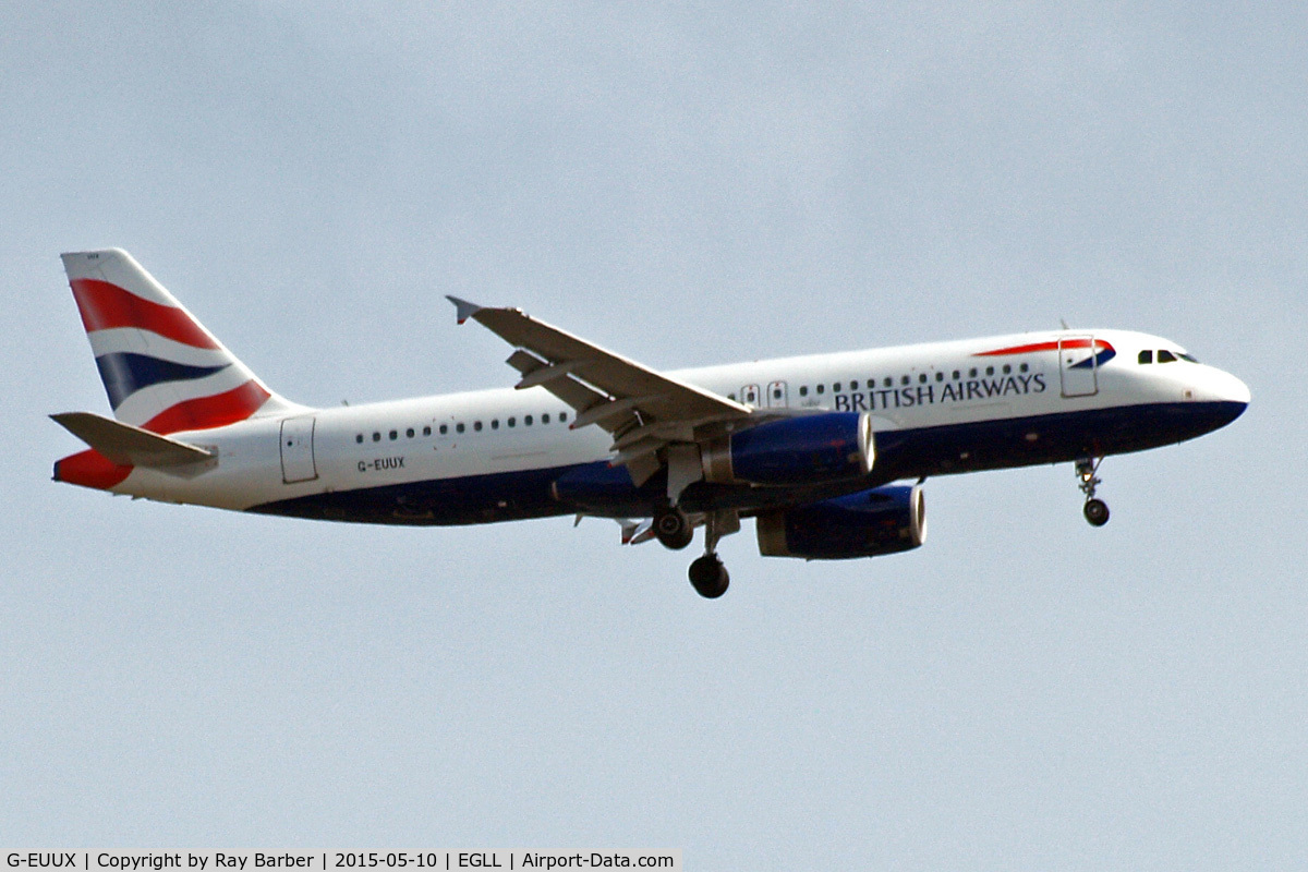G-EUUX, 2008 Airbus A320-232 C/N 3550, Airbus A320-232 [3550] (British Airways) Home~G 10/05/2015. On approach 27L.