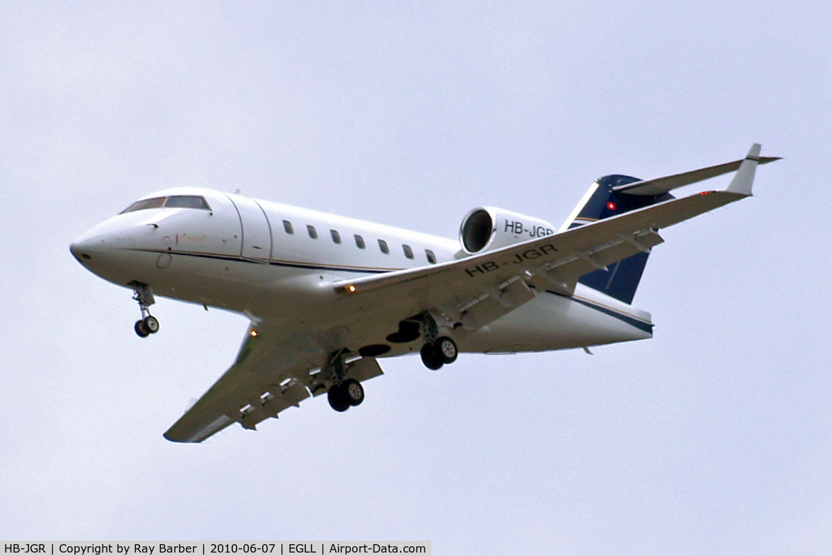 HB-JGR, 2005 Bombardier Challenger 604 (CL-600-2B16) C/N 5624, Canadair CL.604 Challenger [5624] (Swiss Eagle) Home~G 07/06/2010. On approach 27R