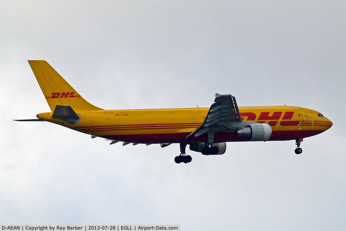 D-AEAN, 1993 Airbus A300B4-622R(F) C/N 703, Airbus A300B4-622R [703] (DHL) Home~G 28/07/2013. On approach 27L.