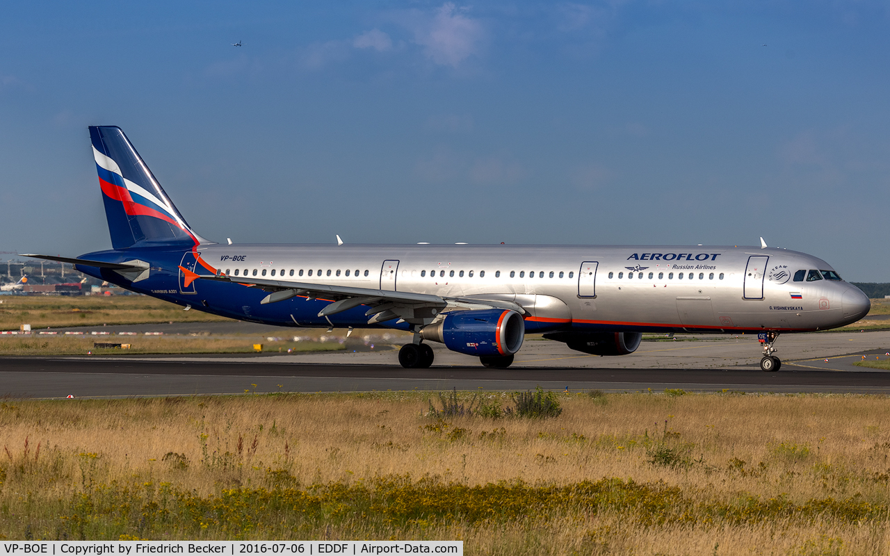 VP-BOE, 2013 Airbus A321-211 C/N 5755, departure via RW18W