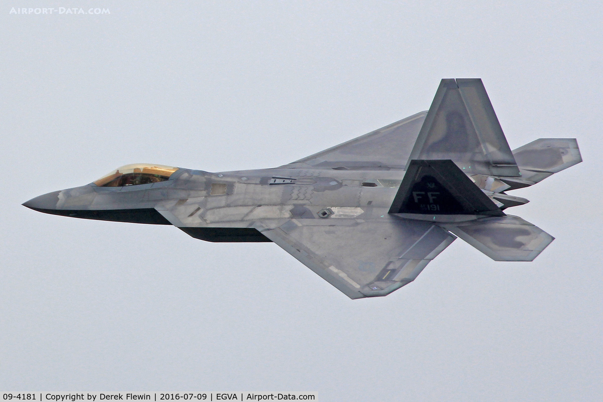09-4181, Lockheed Martin F-22A Raptor C/N 4181, F-22A Raptor, United States Air Force, 94thFS 1stFW  Langley AFB based, coded FF, call sign Raptor, seen displaying at RIAT 2016.