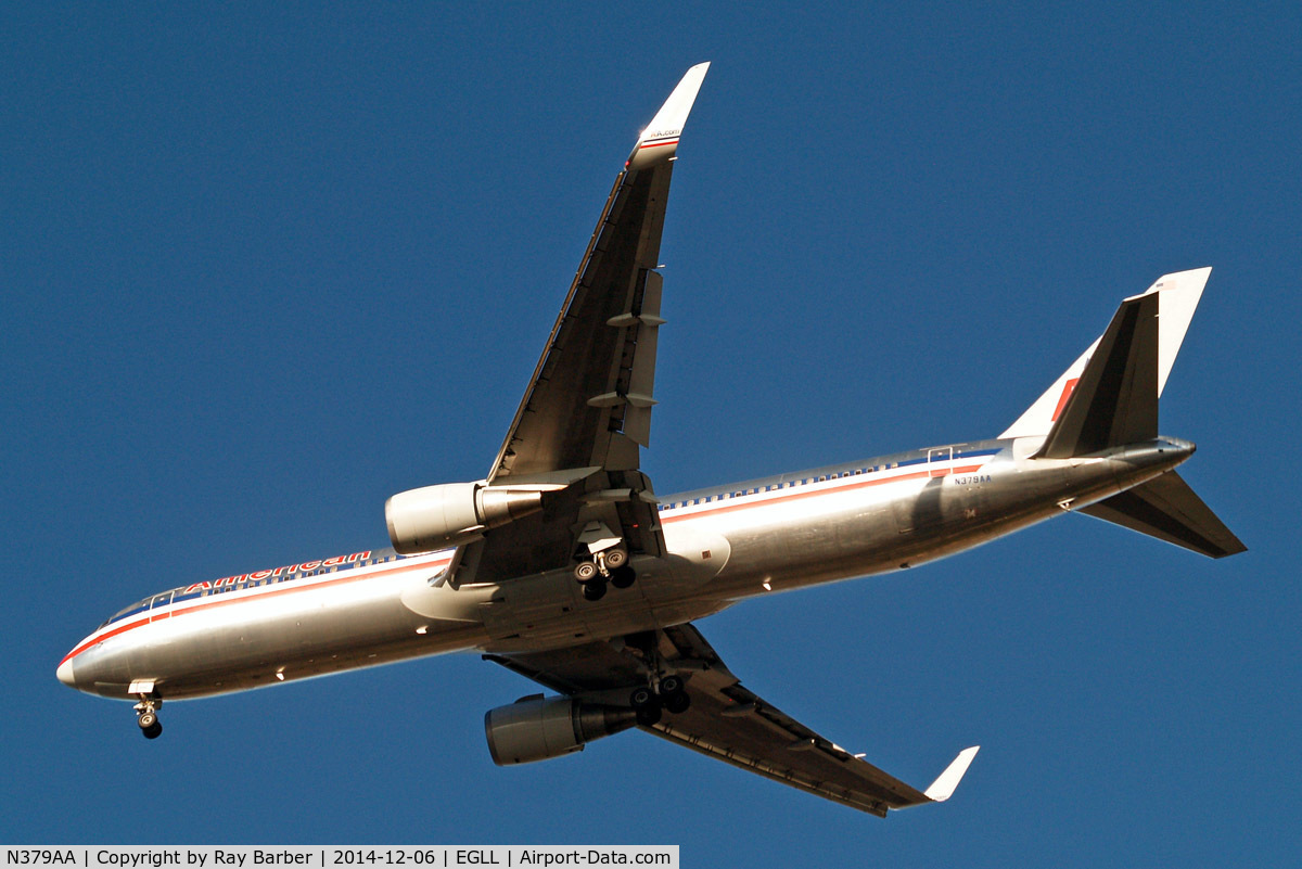 N379AA, 1993 Boeing 767-323/ER C/N 25448, Boeing 767- 323ER [25448] (American Airlines) Home~G 06/12/2014. On approach 27R.