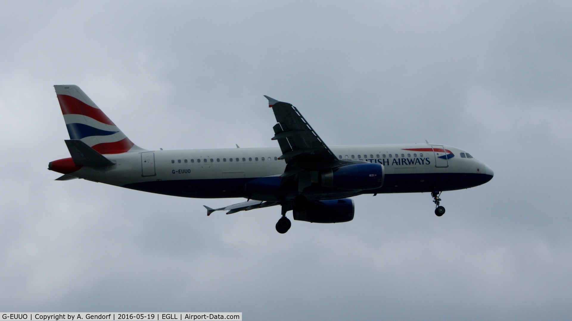 G-EUUO, 2003 Airbus A320-232 C/N 1958, British Airways, seen here landing at London Heathrow(EGLL)