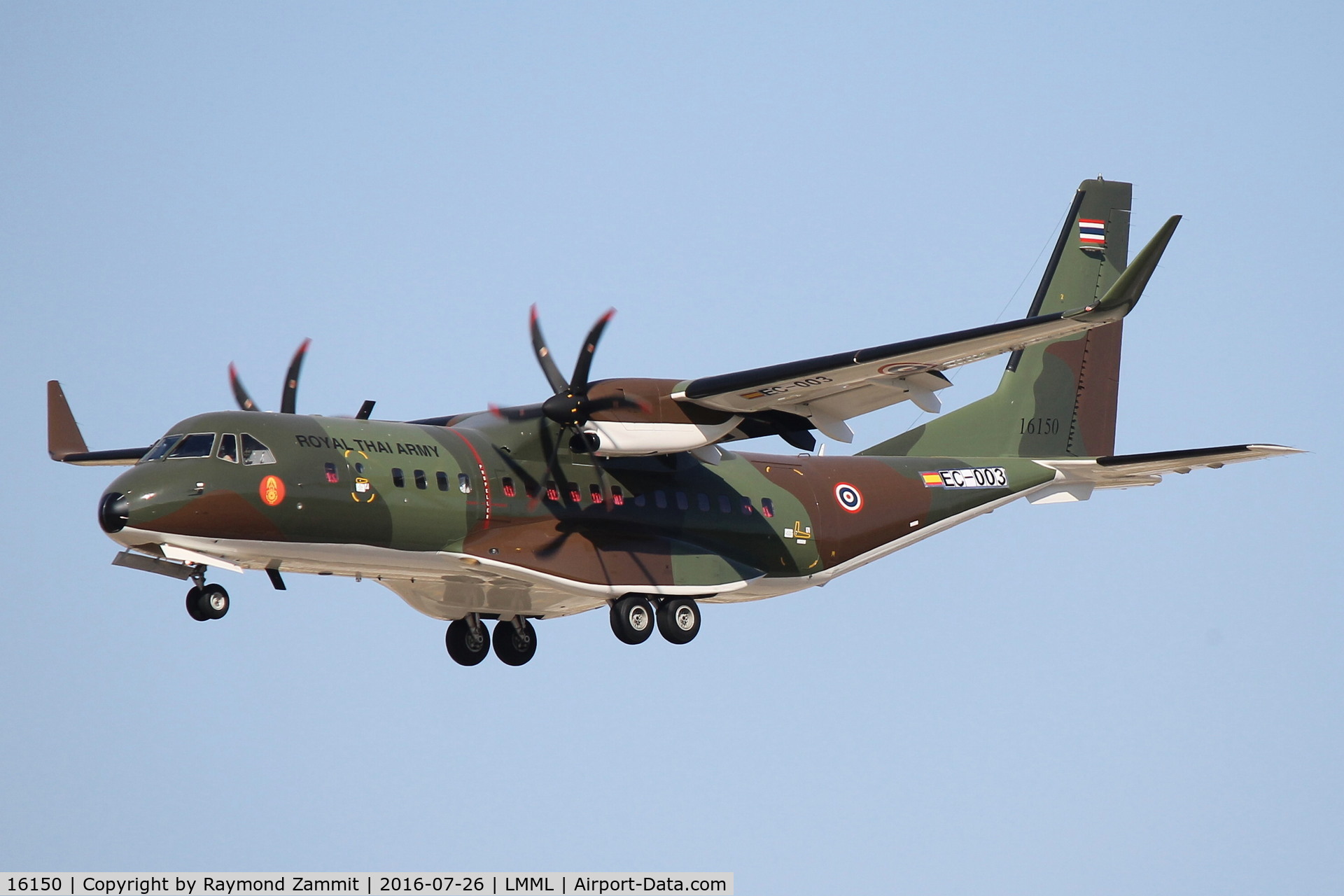 16150, 2016 CASA C-295W C/N S-150, Casa C295W 16150 Royal Thai Army landing in Malta while on delivery to Thailand