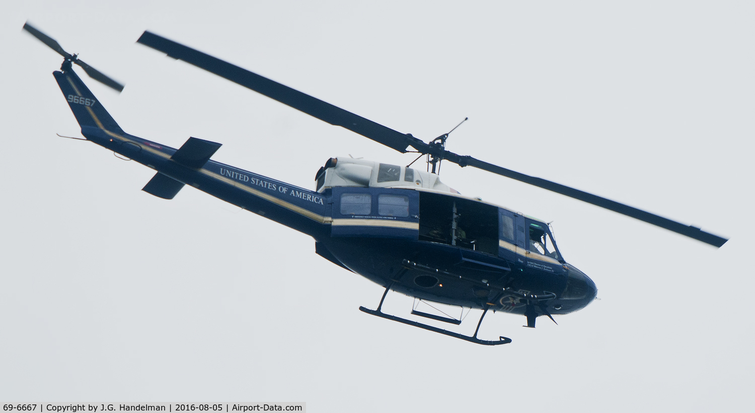 69-6667, 1969 Bell UH-1N Iroquois C/N 31073, Over U.S. Naval Academy Annapolis MD.