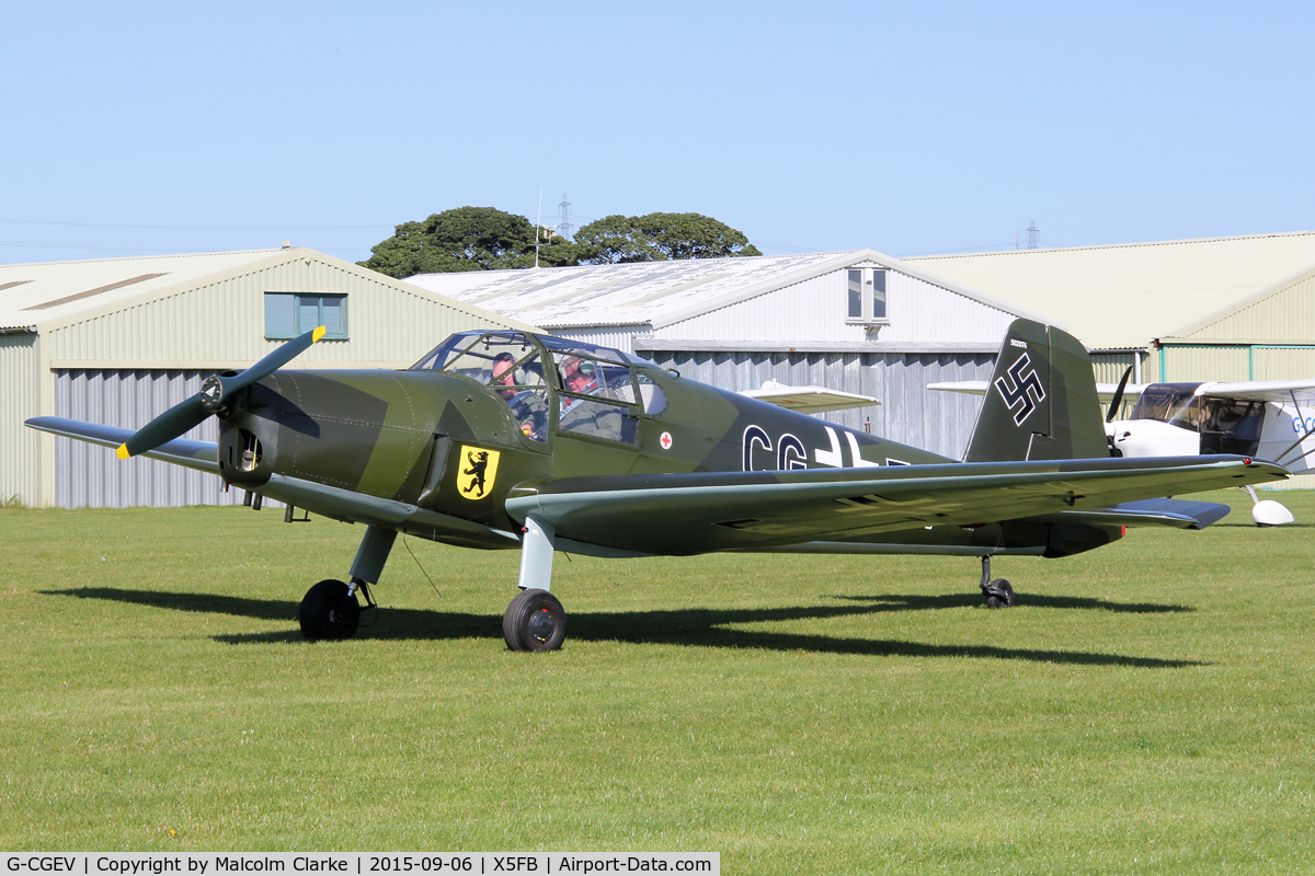 G-CGEV, 1970 Heliopolis Gomhouria Mk.6 (Bu-181) C/N 067, Bucker Bu-181D (Gomhouria 181 MK6), Fishburn Airfield, September 6th 2015.