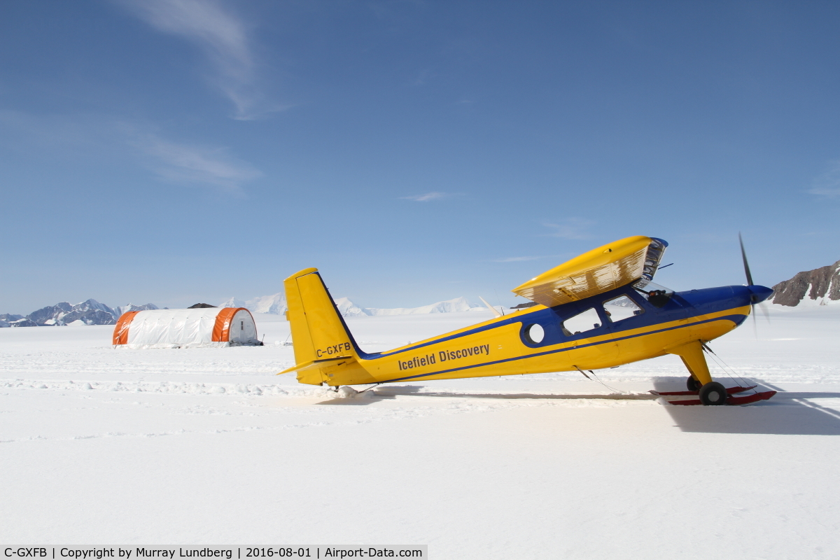 C-GXFB, 1966 Helio H-295-1200 Super Courier C/N 1223, At Icefield Discovery base camp at the head of the Hubbard Glacier at 8,350 feet elevation, facing Mount Logan, Canada's highest peak.