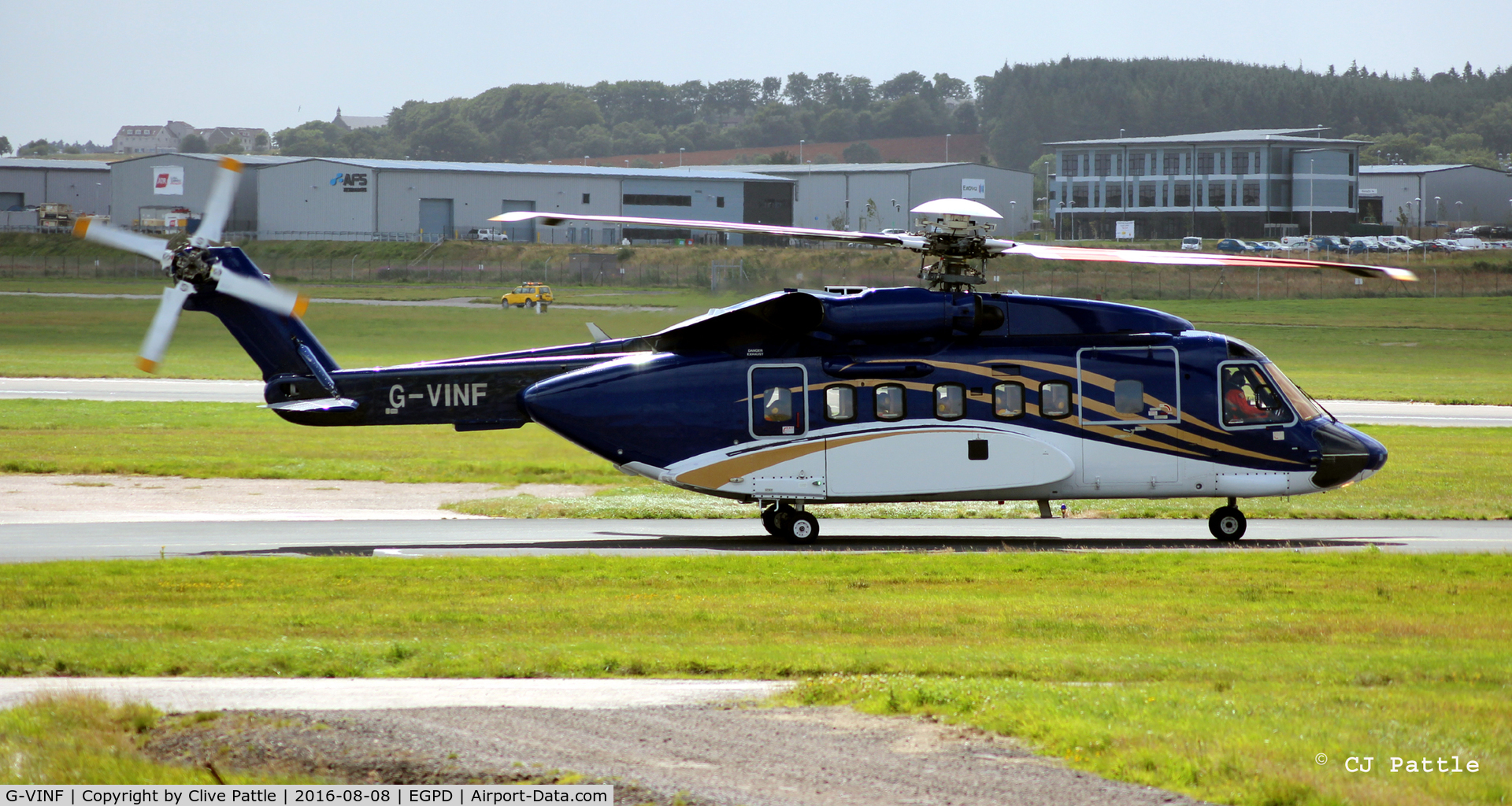 G-VINF, 2004 Sikorsky S-92A C/N 920008, Taxi out for the rigs at Aberdeen