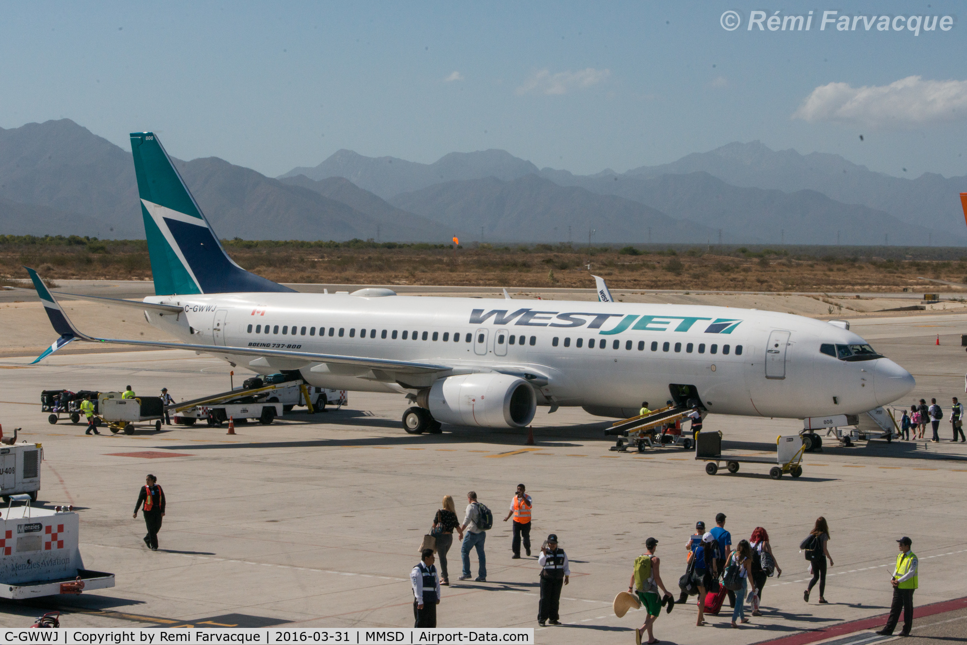 C-GWWJ, 2008 Boeing 737-8CT C/N 35080, Boarding time. Taken from main terminal, departures area.