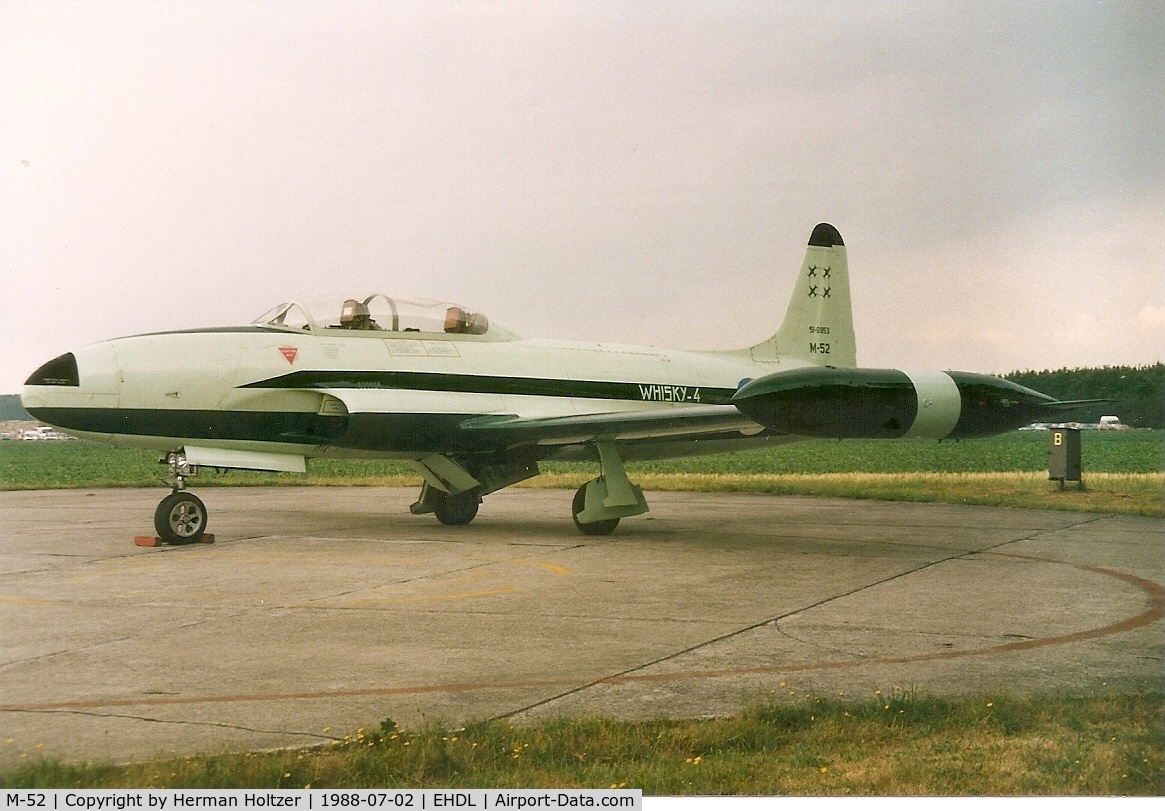 M-52, 1952 Lockheed T-33A Shooting Star C/N 580-6285, During Open Day at airbase Deelen July 2nd 1988