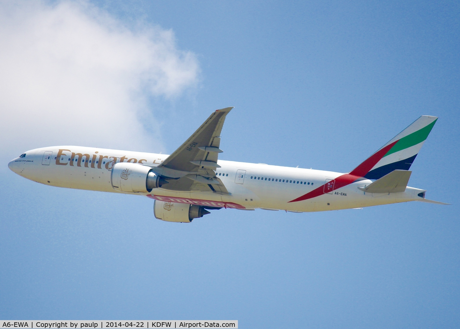 A6-EWA, 2007 Boeing 777-21H/LR C/N 35572, At DFW.