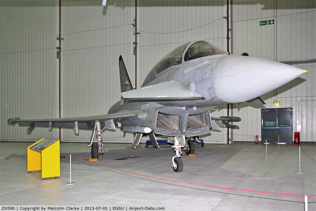 ZH590, 1997 Eurofighter EF-2000 Typhoon T1 C/N DA4, Eurofighter EF-2000 Typhoon T1. In the Preparation Area, AirSpace hangar, Imperial War Museum Duxford, July 2013.