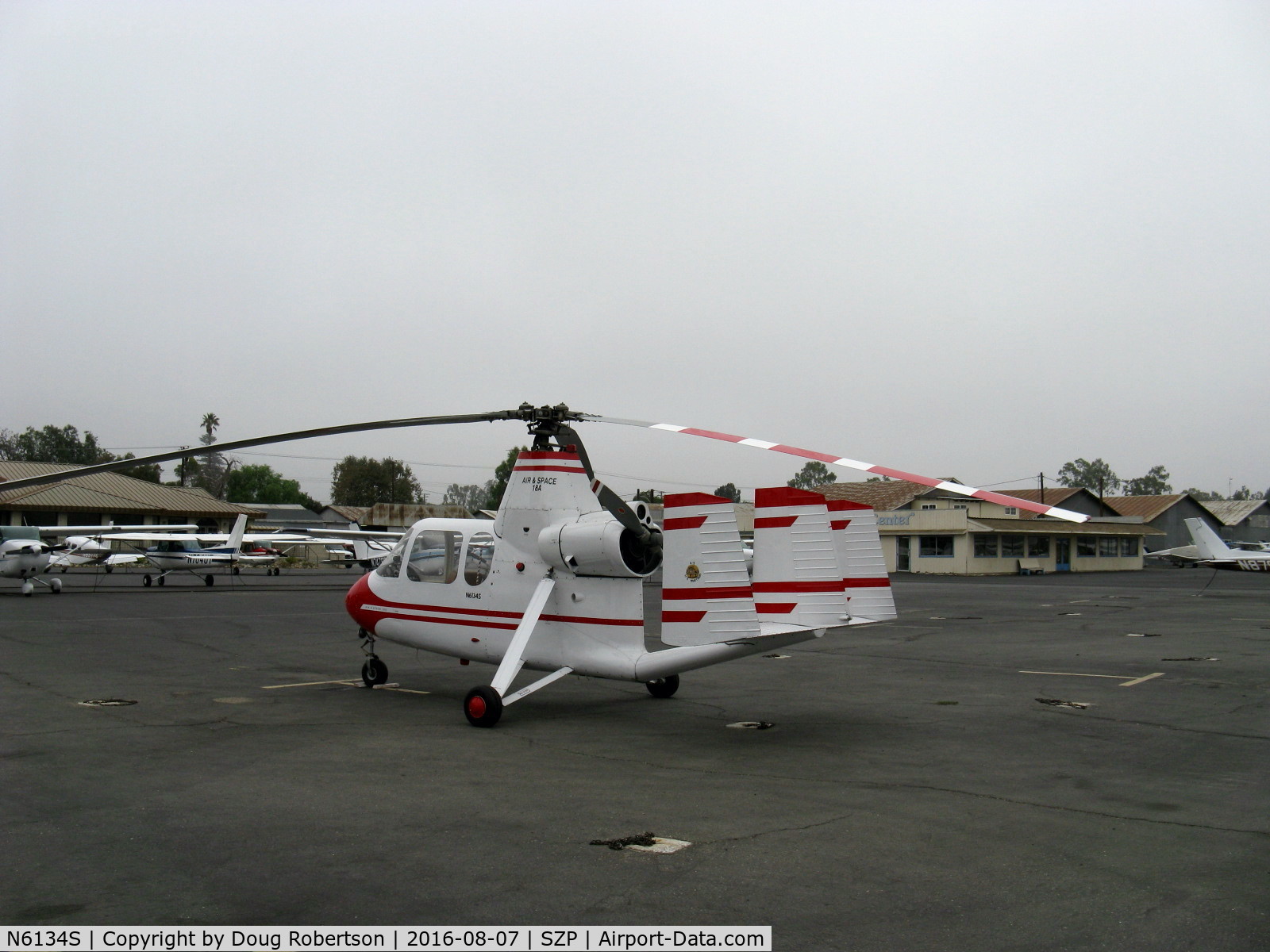 N6134S, 1965 Air & Space America Inc 18A C/N 18-41, 1965 Air & Space Mfg. Inc. 18A jump-start Autogyro derived from Umbaugh 18, Lycoming O&VO-360 180 Hp pusher, triple tail, tandem seats