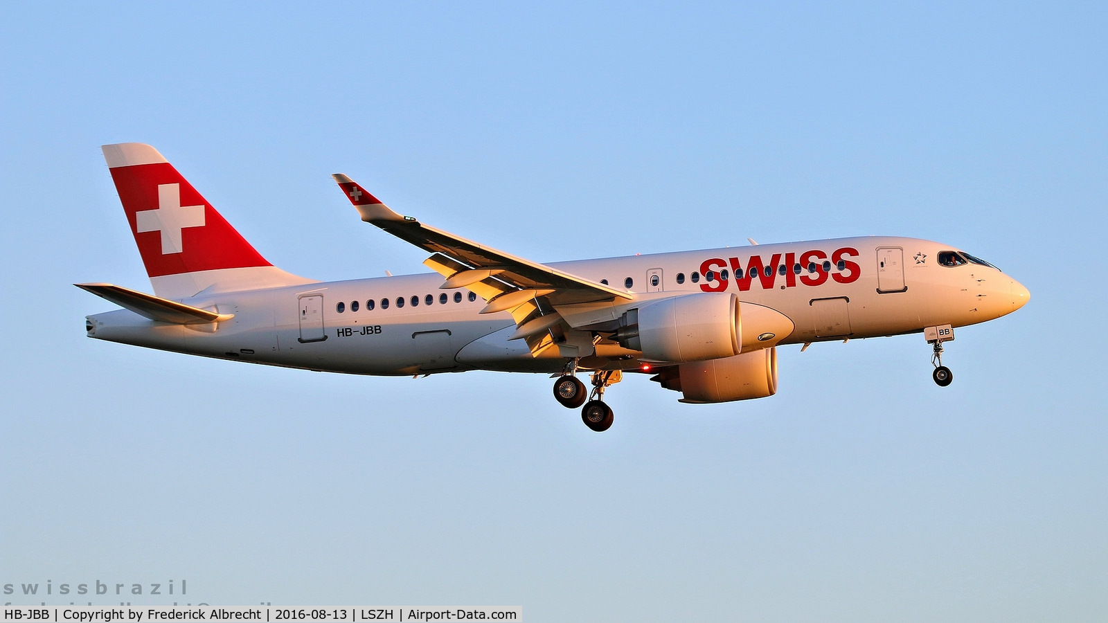 HB-JBB, 2016 Bombardier CSeries CS100 (BD-500-1A10) C/N 50011, Second CS100 for Swiss coming to land at its homebase for the first time on its delivery flight direct from Montréal.