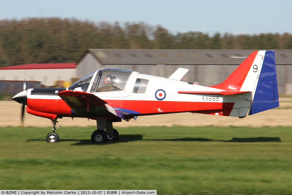 G-BZME, 1975 Scottish Aviation Bulldog T.1 C/N BH120/347, Scottish Aviation Bulldog T.1. Hibernation Fly-In, The Real Aeroplane Club, Breighton Airfield, October 7th 2012.