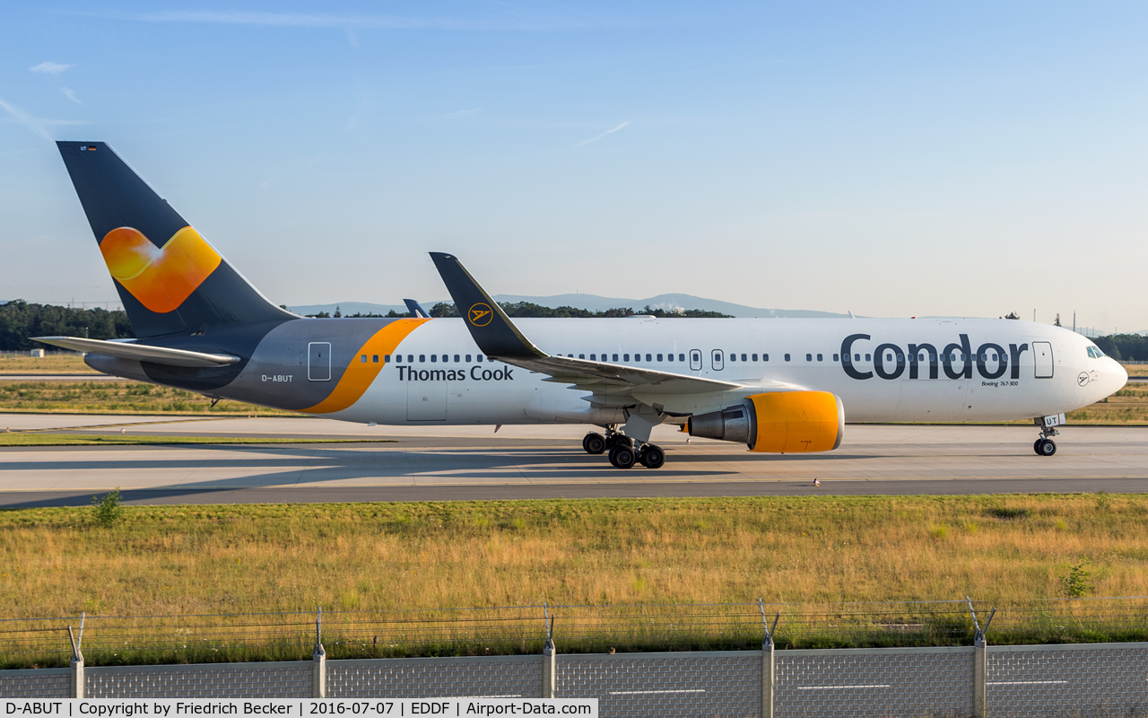 D-ABUT, 1999 Boeing 767-3Q8 C/N 29383, taxying to the gate