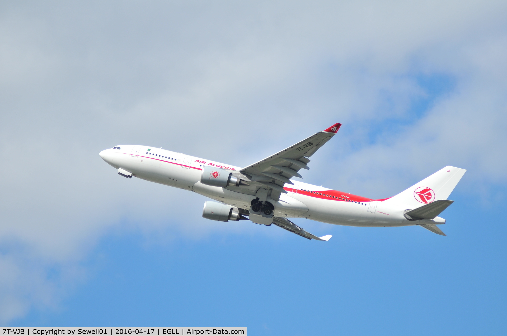 7T-VJB, 2015 Airbus A330-202 C/N 1630, Departing LHR