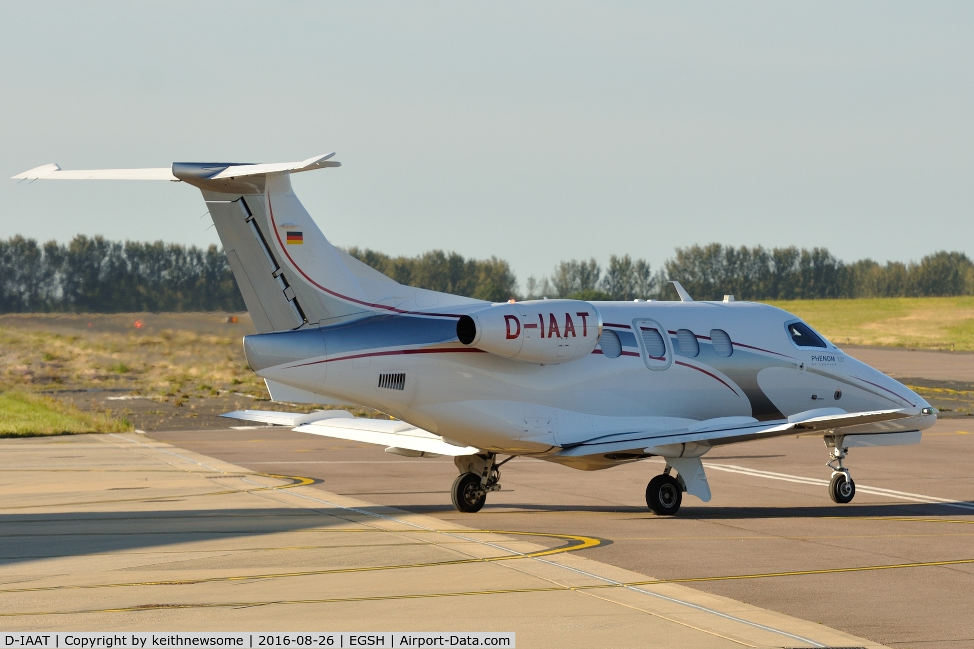 D-IAAT, 2010 Embraer EMB-500 Phenom 100 C/N 50000162, Leaving Norwich.