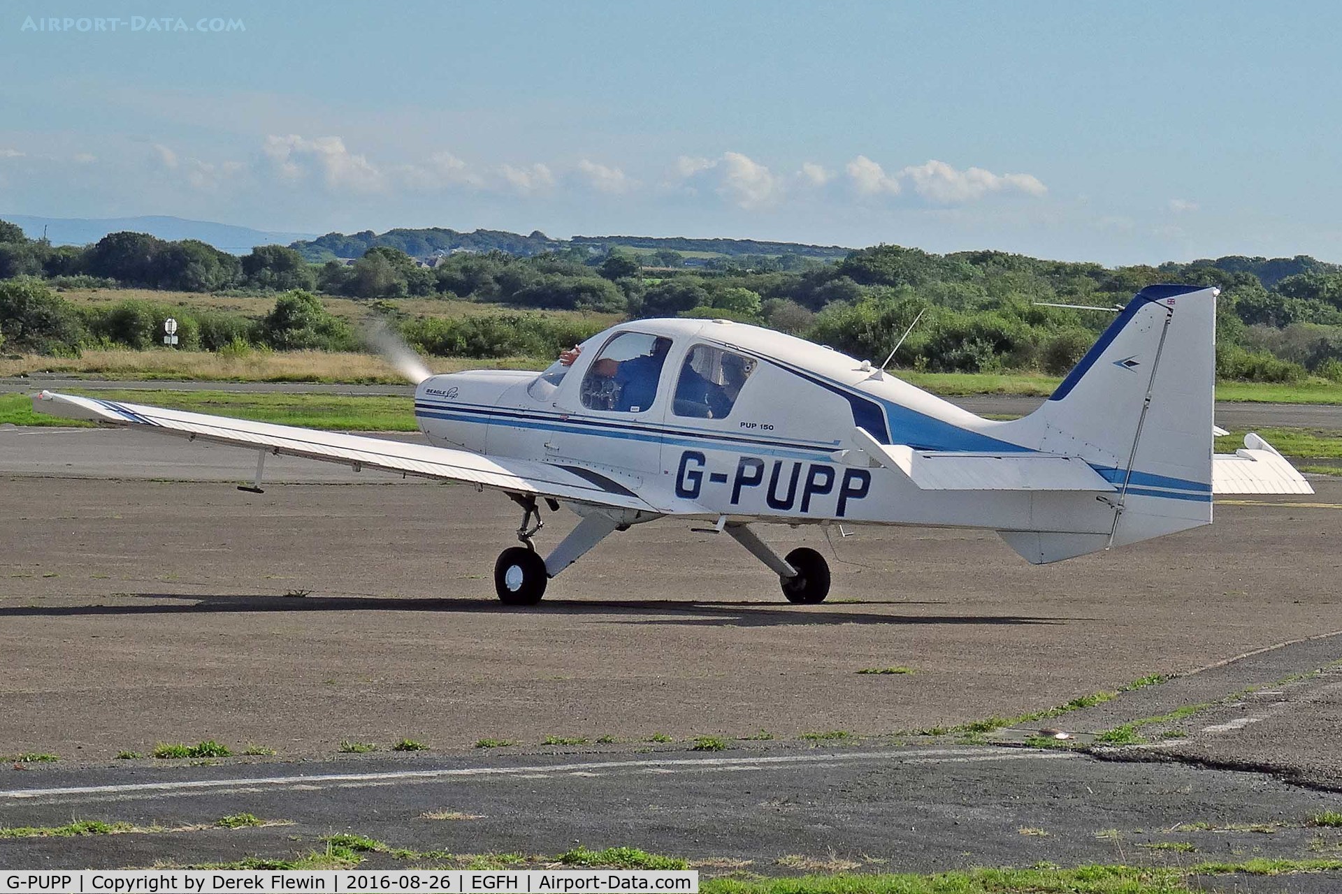 G-PUPP, 1973 Beagle B-121 Pup Series 2 (Pup 150) C/N B121-174, Pup, Swansea resident, previously G-BASD, seen taxxing in after local flight.