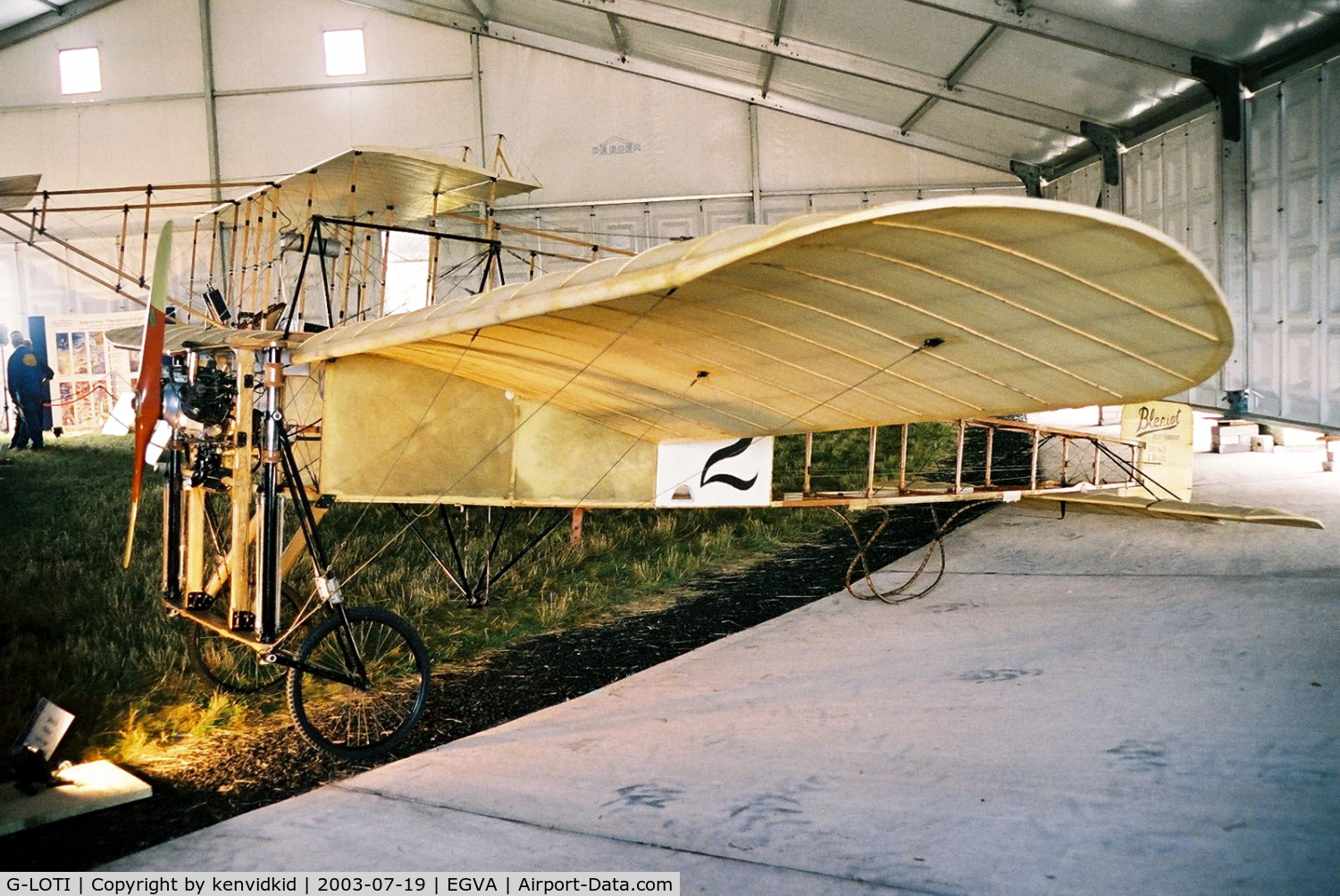 G-LOTI, 1982 Bleriot XI Replica C/N PFA 088-10410, In the 100 Years of Flight enclave.