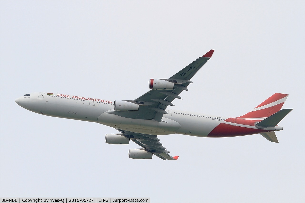 3B-NBE, 1999 Airbus A340-313 C/N 268, Airbus A340-313, Take off rwy 27L, Roissy Charles De Gaulle airport (LFPG-CDG)