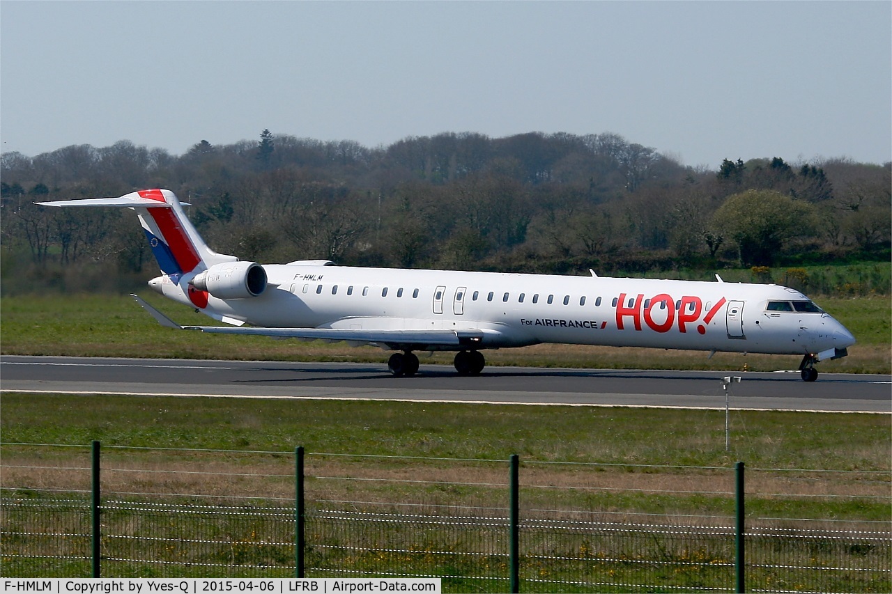 F-HMLM, 2012 Bombardier CRJ-1000EL NG (CL-600-2E25) C/N 19023, Bombardier CRJ-1000, Take off run rwy 07R, Brest-Bretagne Airport (LFRB-BES)