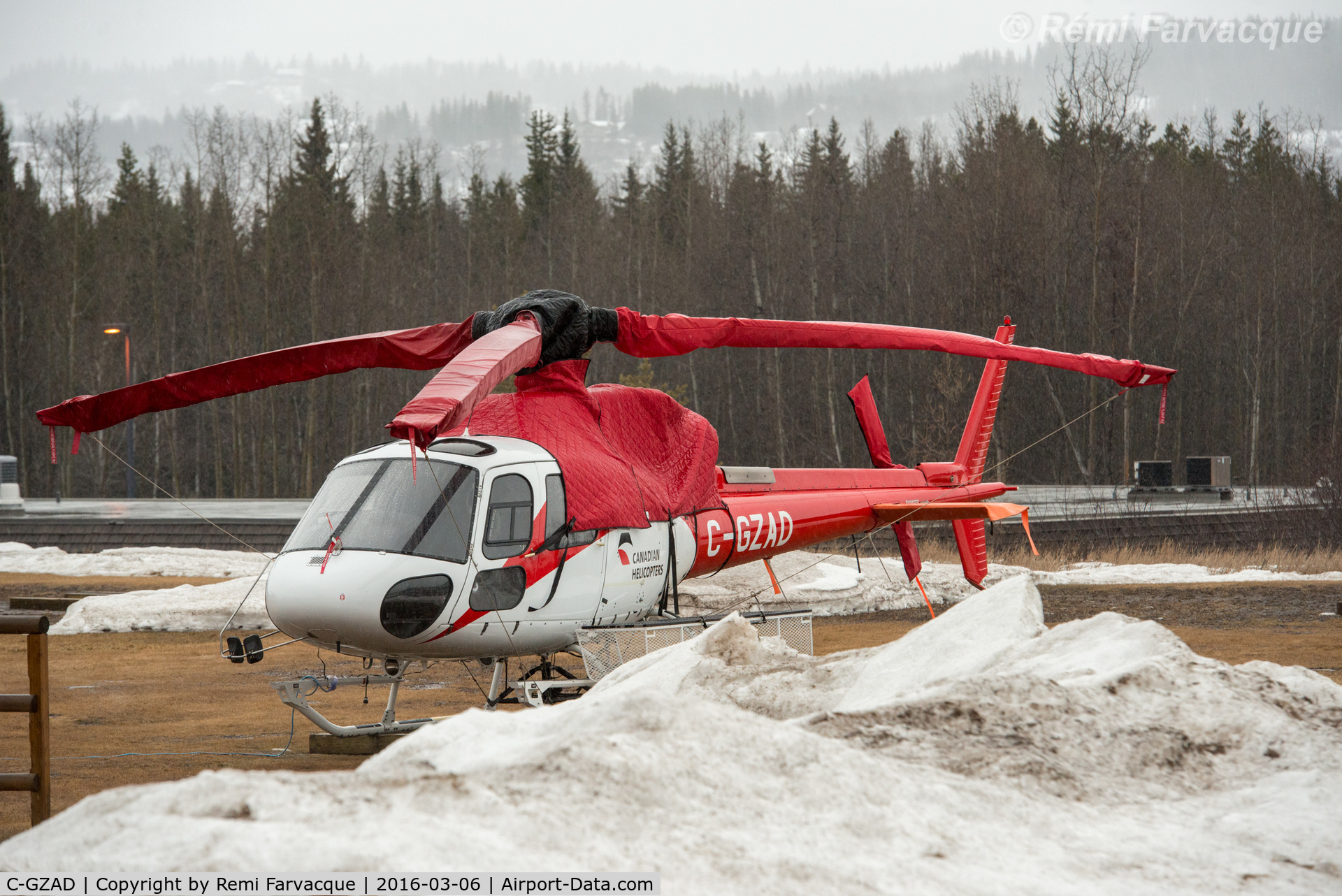 C-GZAD, 2001 Eurocopter AS-350B-3 Ecureuil Ecureuil C/N 3491, Parked at Canadian Helicopters base in Smithers