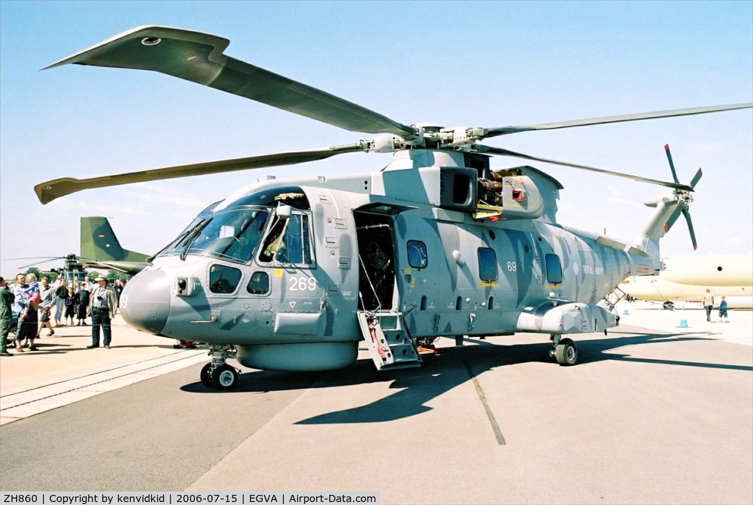 ZH860, 2002 AgustaWestland EH-101 Merlin HM1 (Mk111) C/N 50164/RN40, Royal Navy on static display at RIAT.