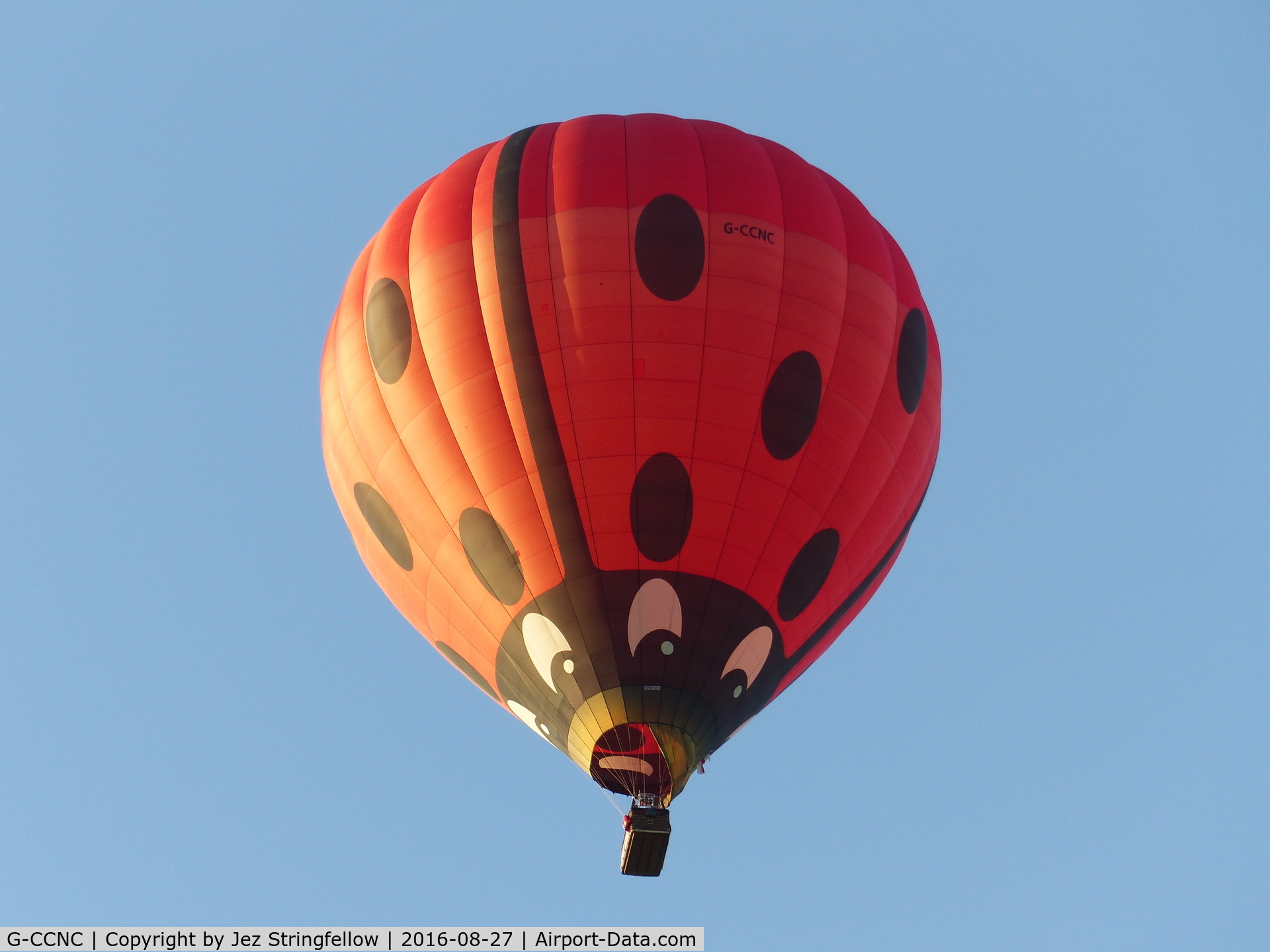 G-CCNC, 2003 Cameron Balloons Z-275 C/N 10504, Ladybird Balloon over Pilsley Derbyshire taken from my garden