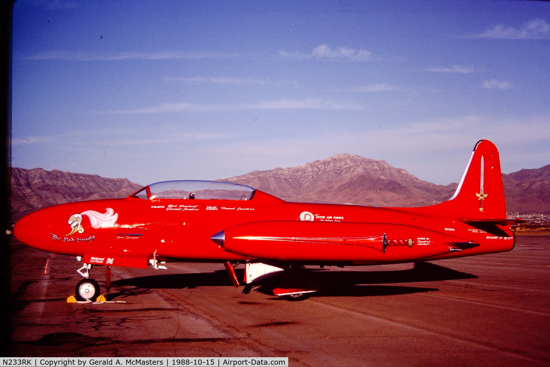 N233RK, Canadair T-33AN Silver Star 3 C/N T33-273, Biggs AAF, El Paso, Texas, in October 1988.
