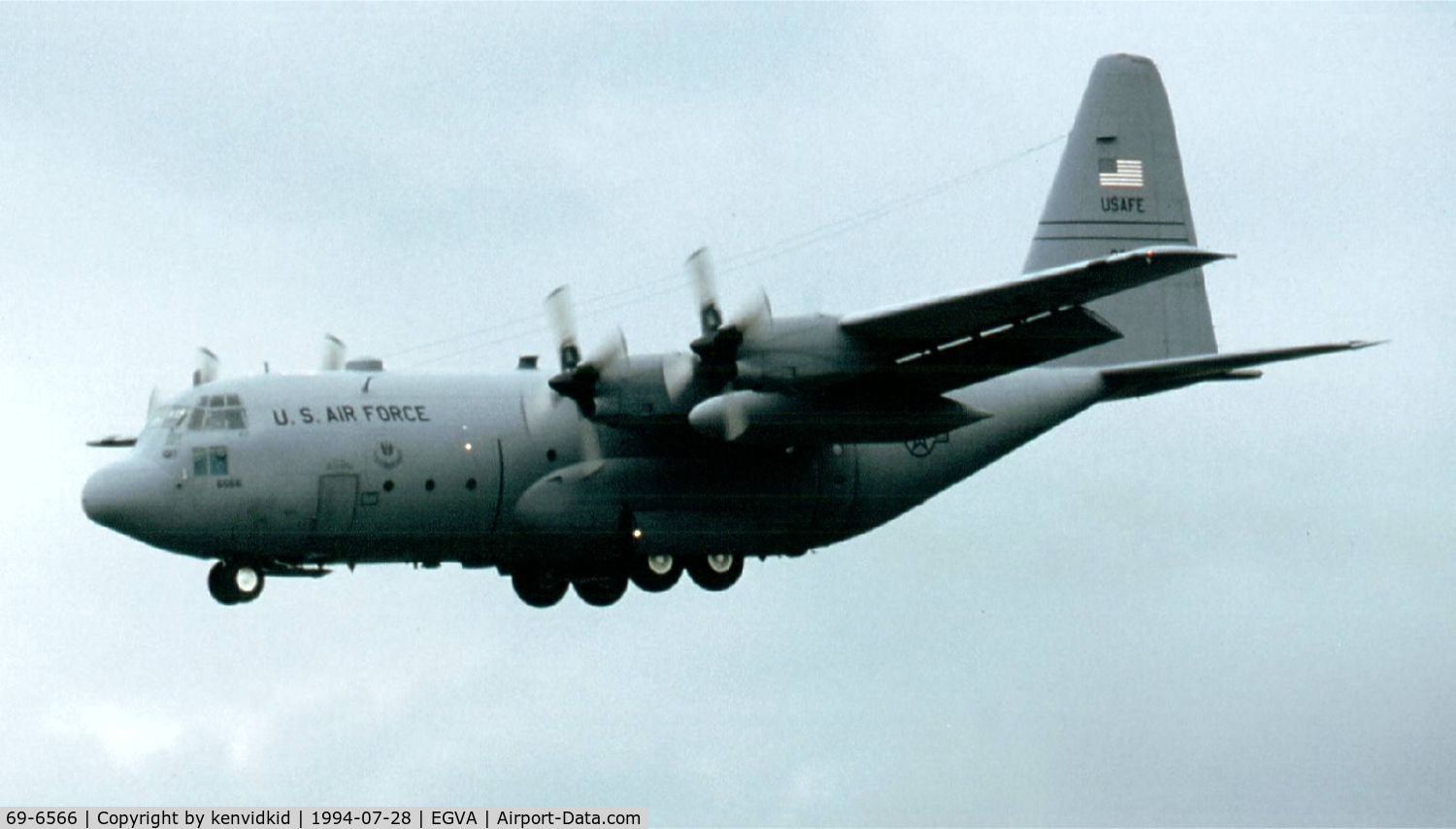69-6566, 1969 Lockheed C-130E Hercules C/N 382-4340, US Air Force arriving for RIAT.