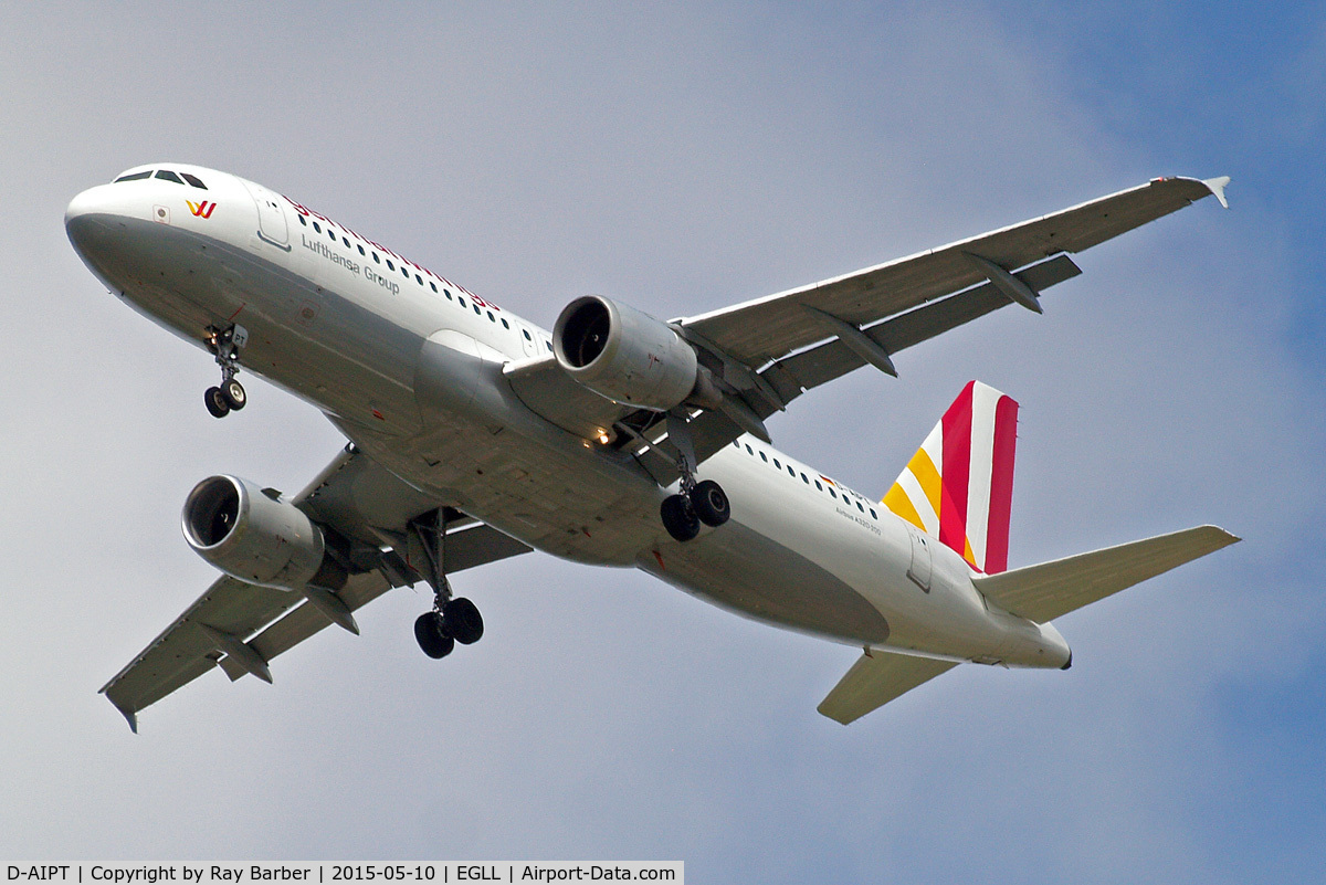 D-AIPT, 1990 Airbus A320-211 C/N 117, Airbus A320-211 [0117] (Germanwings) Home~G 10/05/2015. On approach 27R.