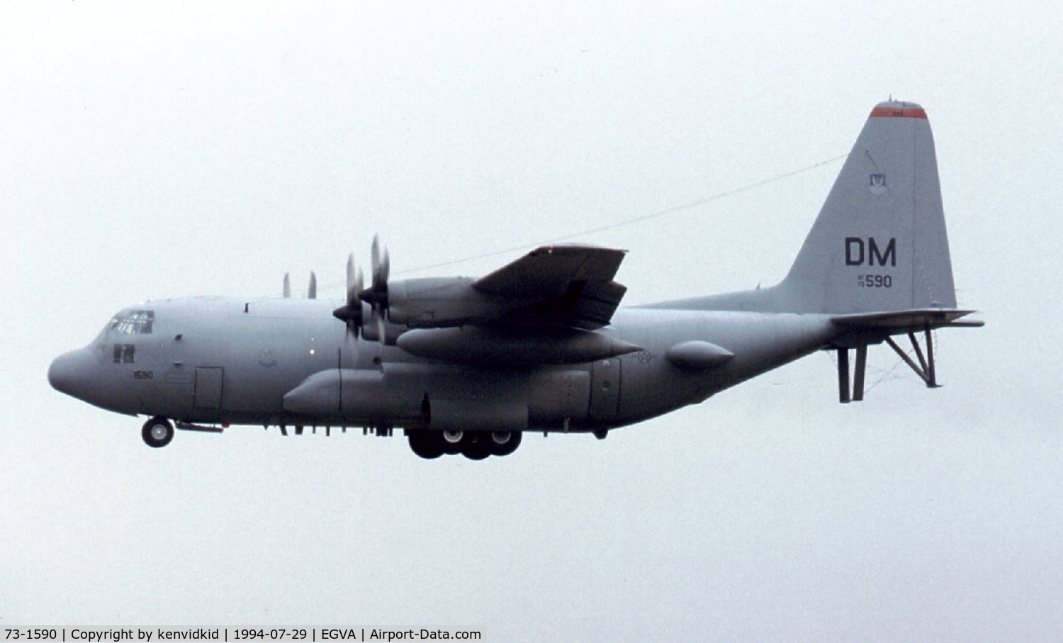 73-1590, 1973 Lockheed EC-130H Compass Call C/N 382-4554, US Air Force arriving for RIAT.