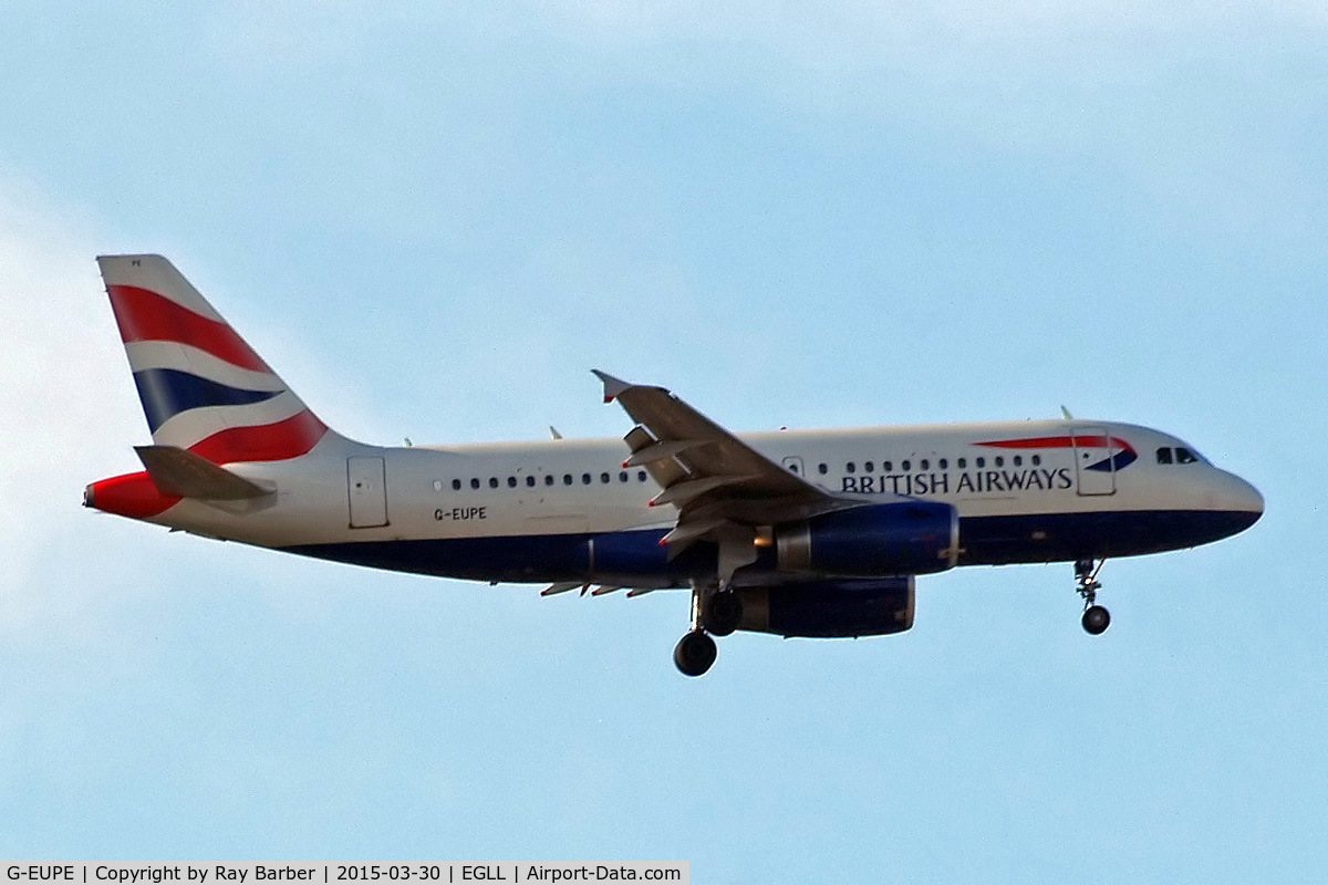 G-EUPE, 2000 Airbus A319-131 C/N 1193, Airbus A319-131 [1193] (British Airways) Home~G 30/03/2015. On approach 27L.