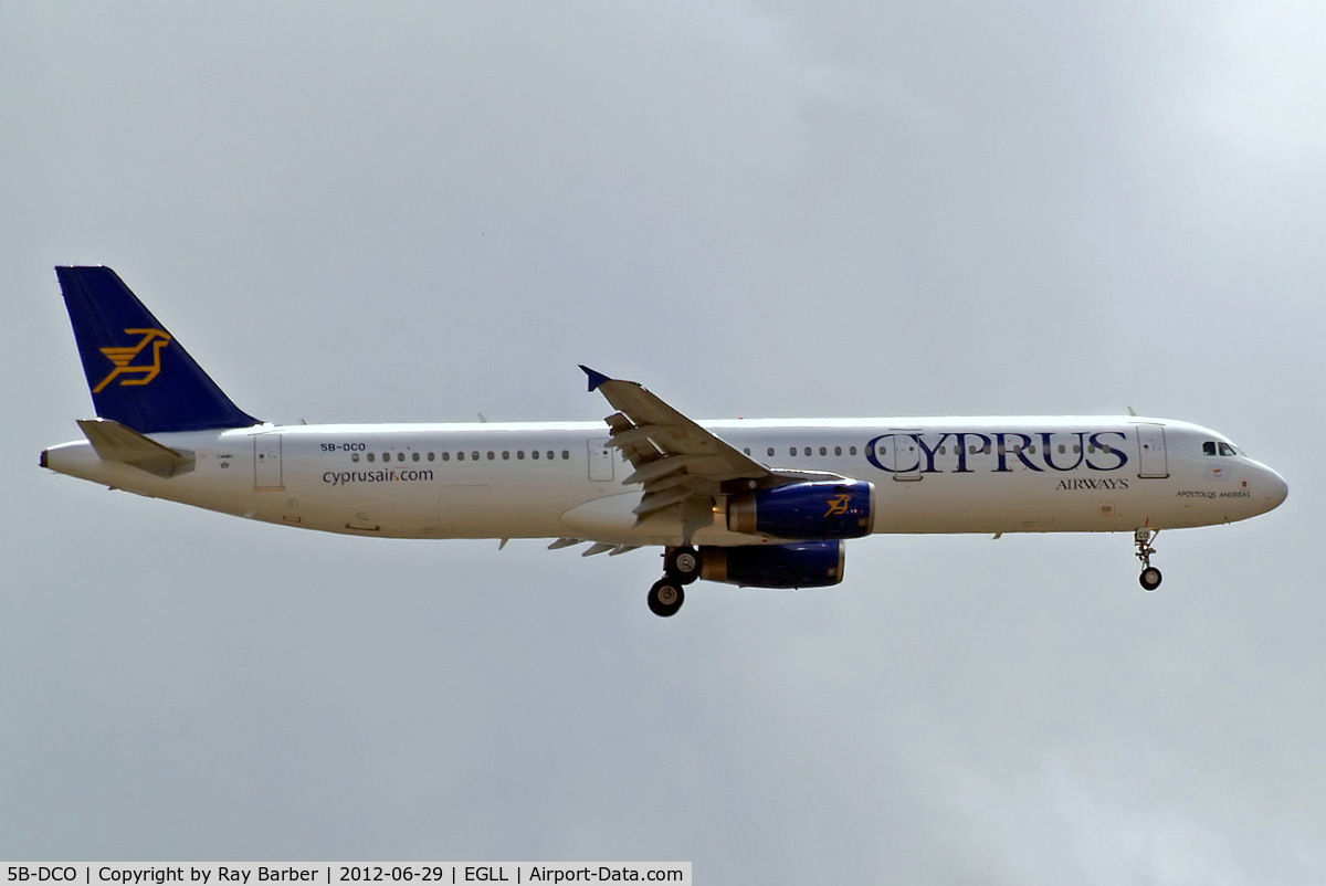 5B-DCO, 2006 Airbus A321-231 C/N 2730, Airbus A321-231 [2730] (Cyprus Airways) Home~G 29/06/2012. On approach 27L.