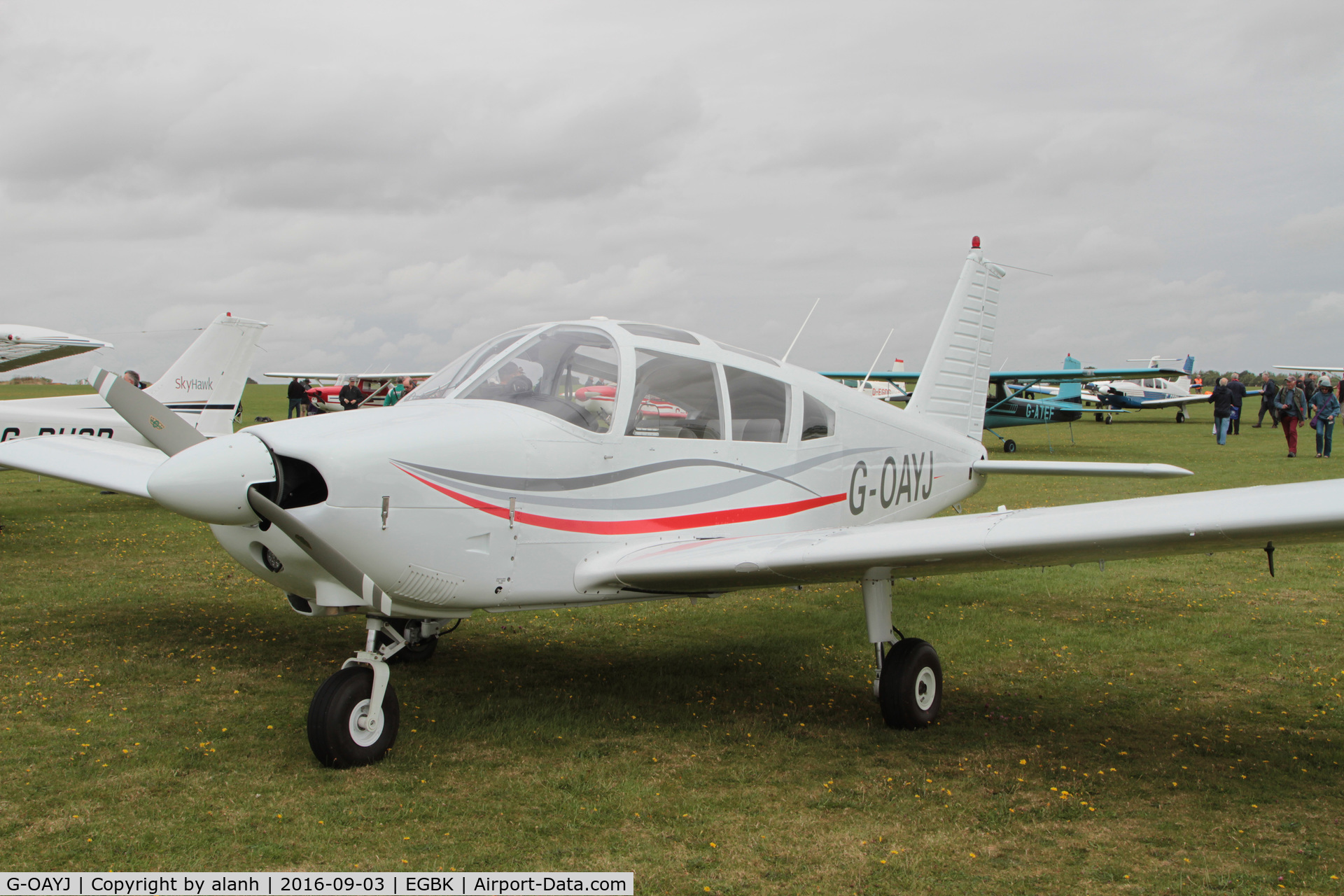 G-OAYJ, 1970 Piper PA-28-180 Cherokee E C/N 28-5688, Parked at the 2016 LAA Rally