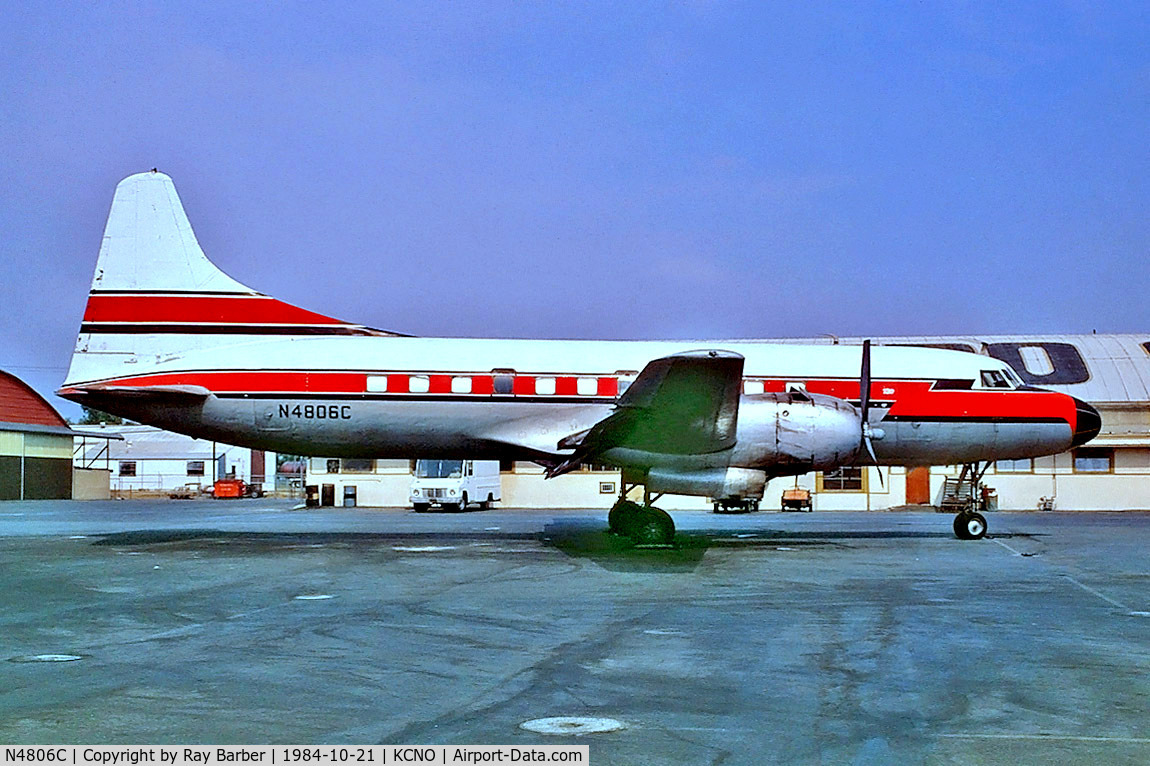 N4806C, 1953 Convair 340 C/N 74, Convair 340-38 [74] (Florida Aircraft Leasing Corp) Chino~N 21/10/1984. From a slide.