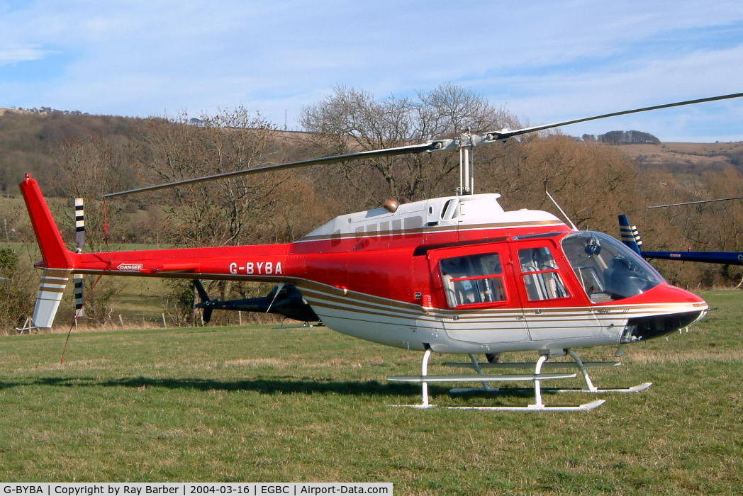 G-BYBA, 1980 Agusta AB-206B-3 JetRanger III C/N 8596, Agusta-Bell AB.206B-3 Jet Ranger III [8596] Cheltenham Racecourse~G 16/03/2004